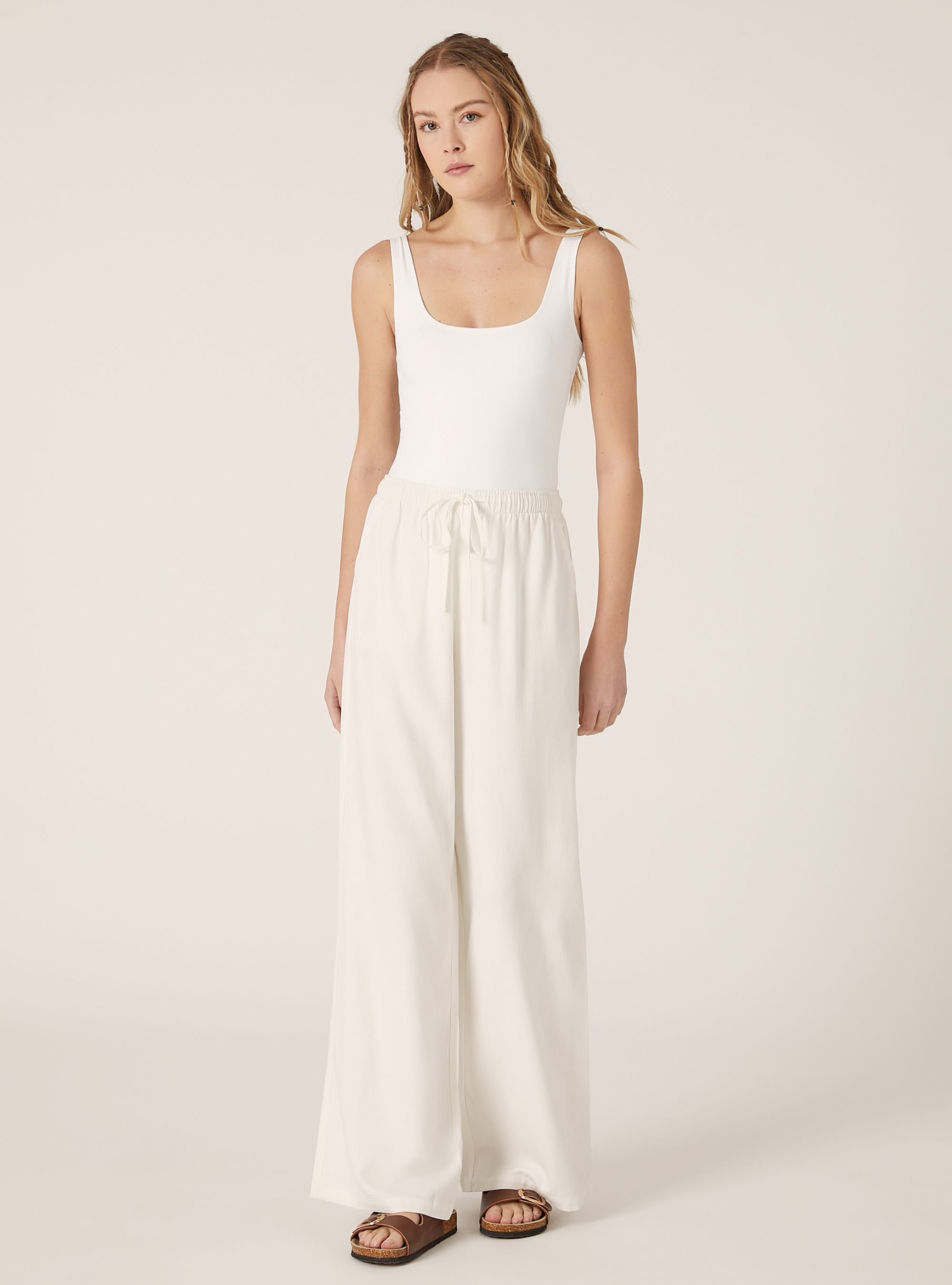 Palazzo-Hose aus Leinenmischung, WH2 WHITE