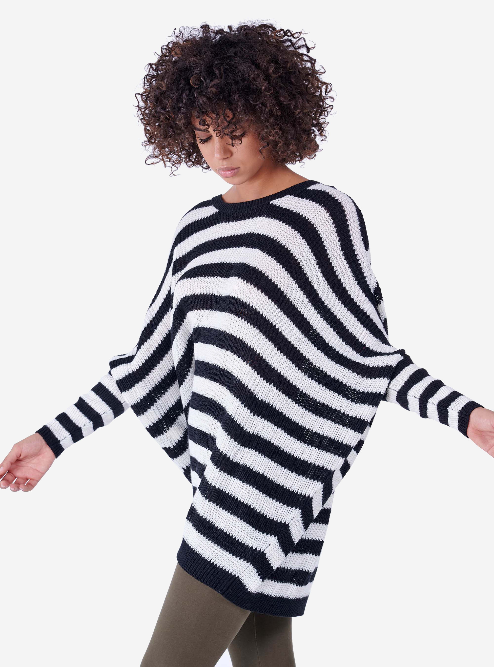 Pull oversize ray&eacute;, C101 BLACK