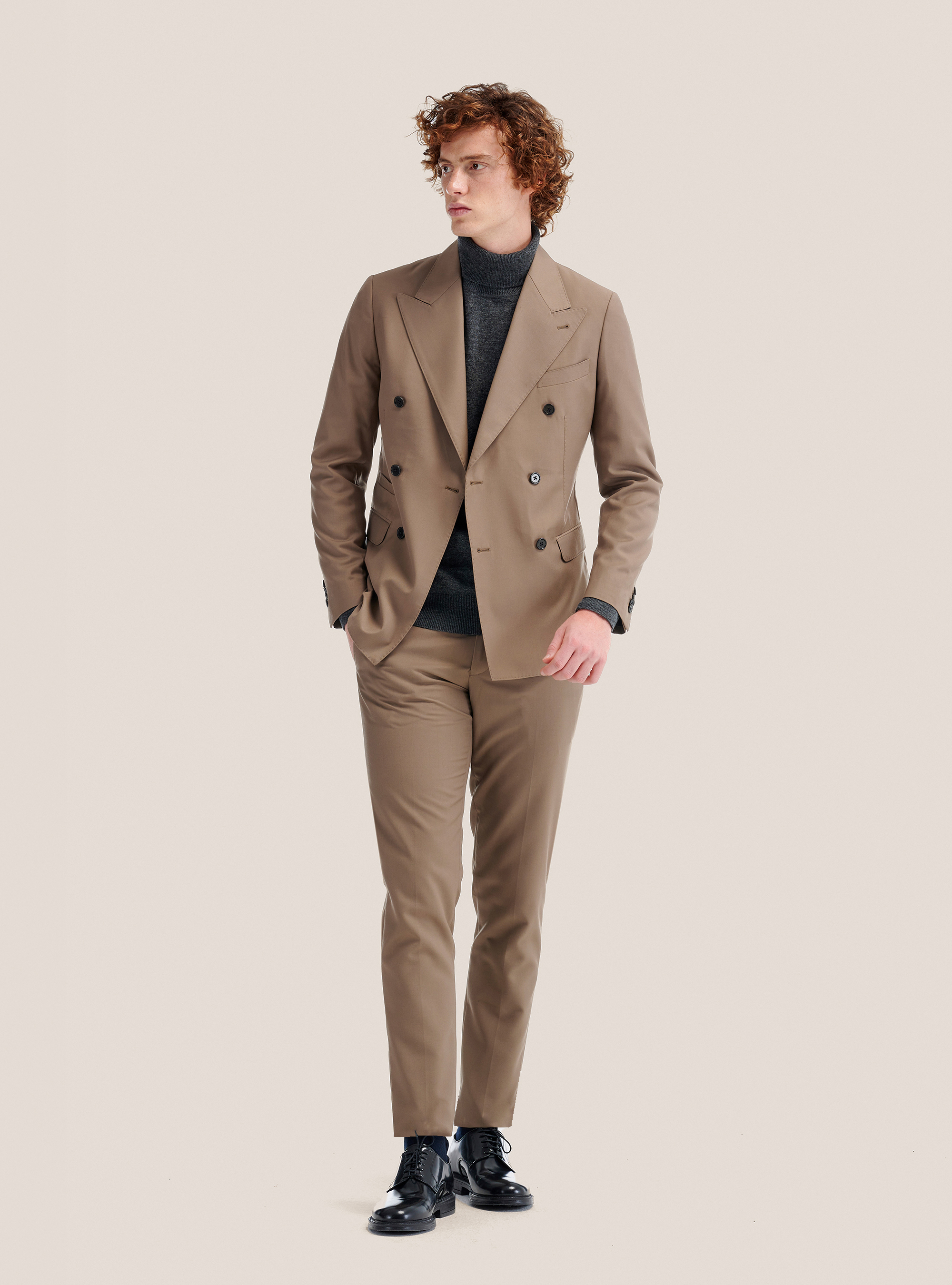 Rollkragenpullover mit Rippstrickabschluss, C125 GREY M