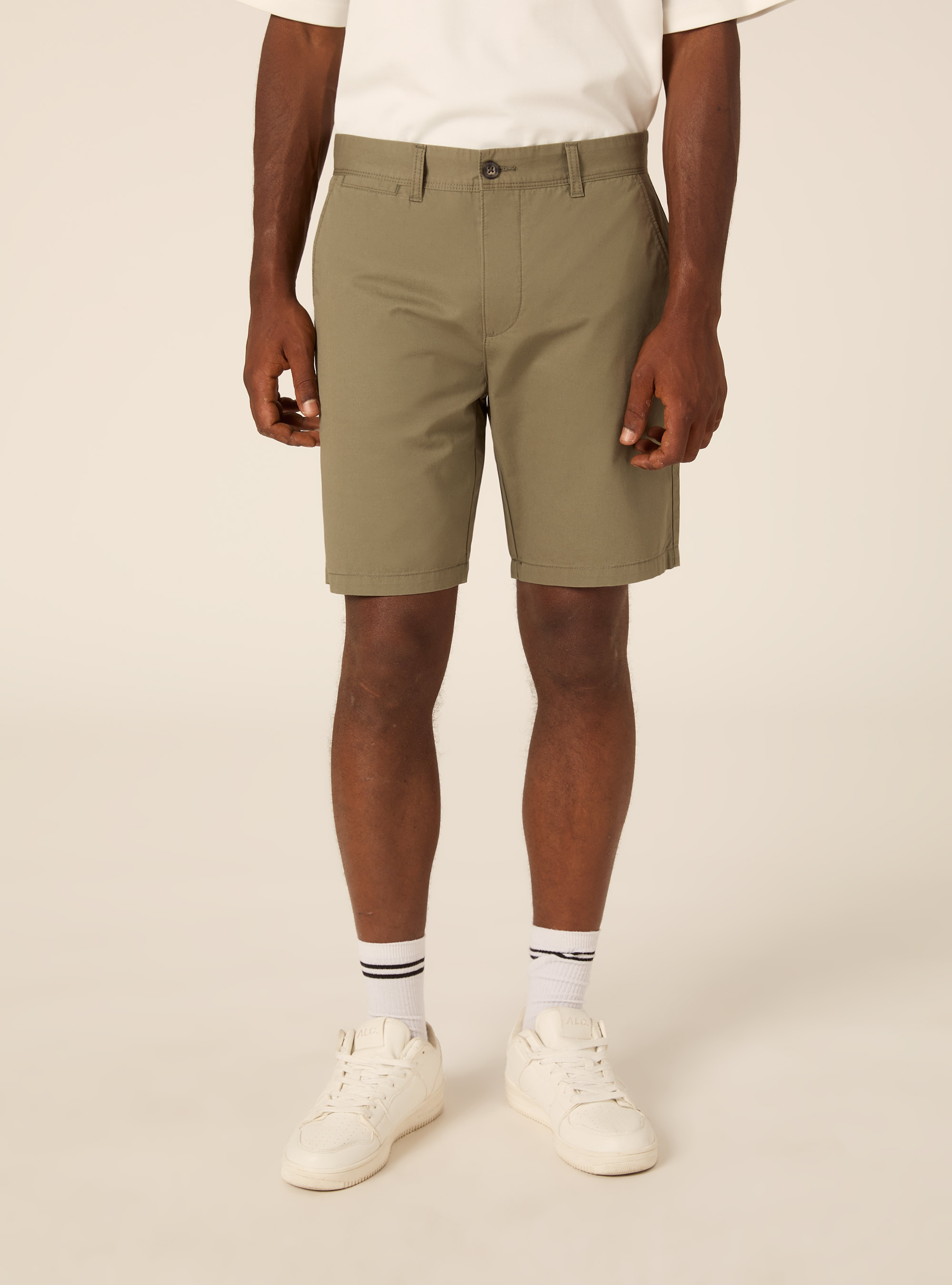 Bermudas de sarga de ajuste liso, KY1 KAKY DARK