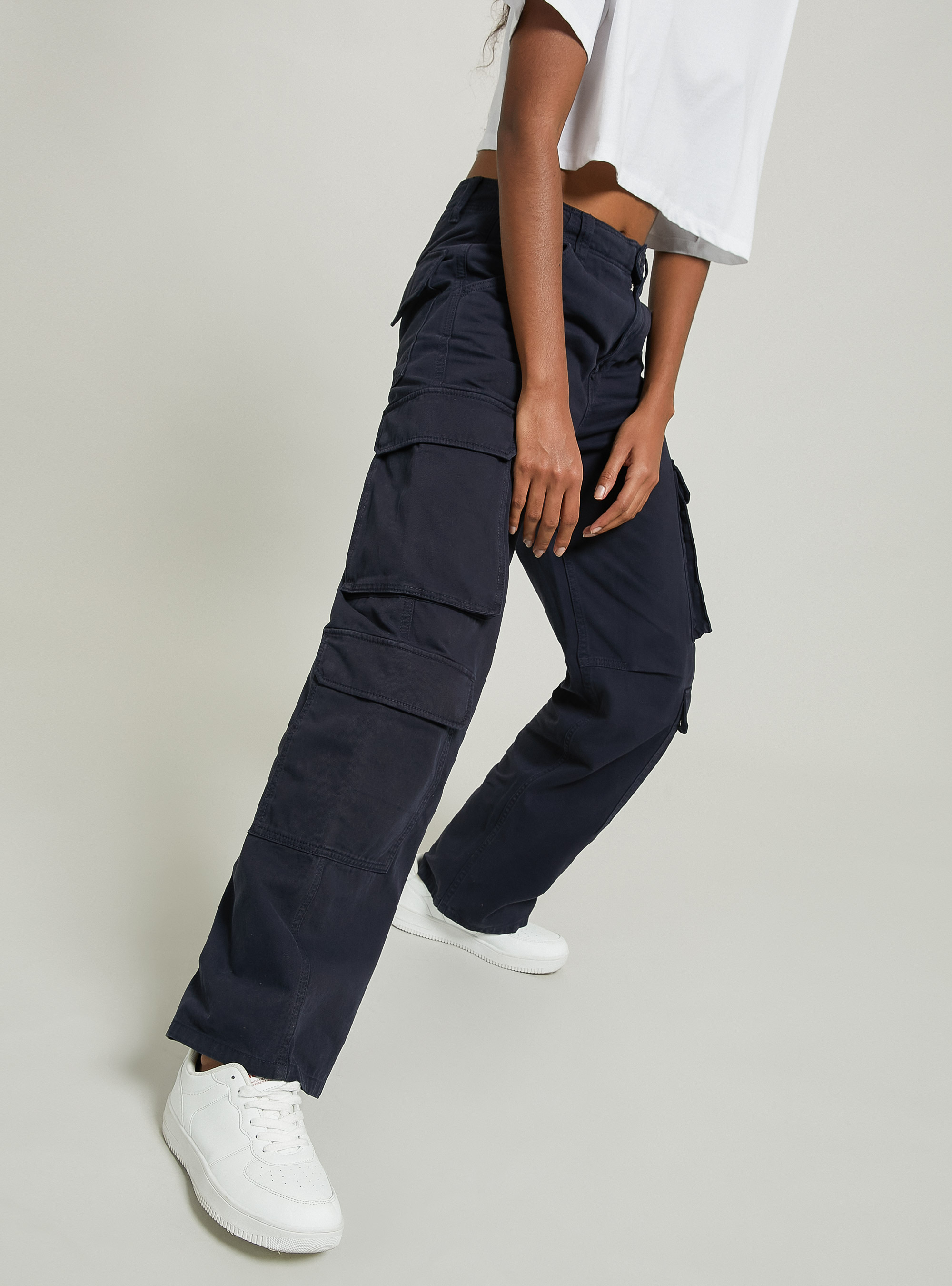 Pantaloni multicargo in twill, NA1 NAVY DARK