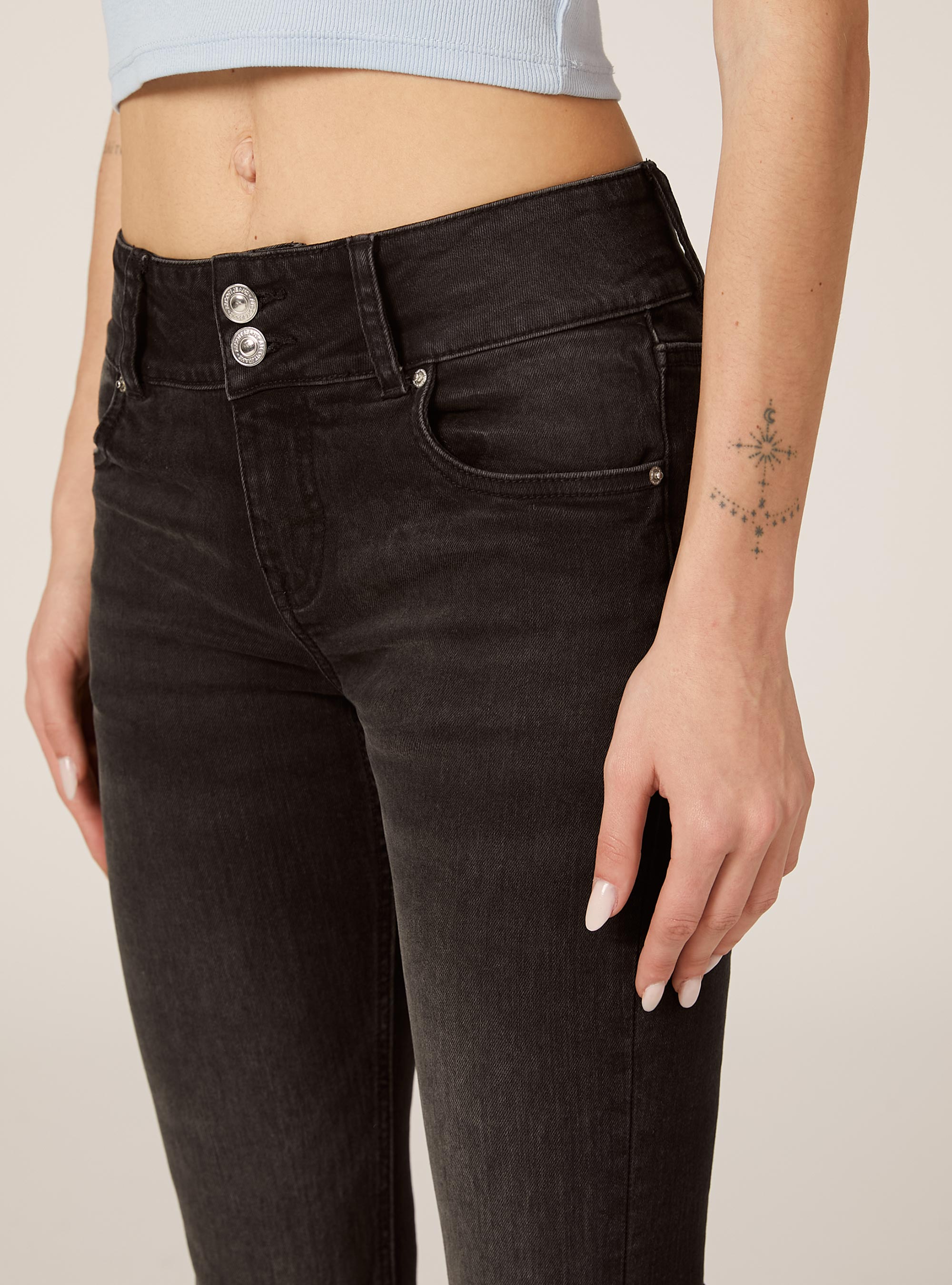 Jeans bootcut low waist, D000 BLACK