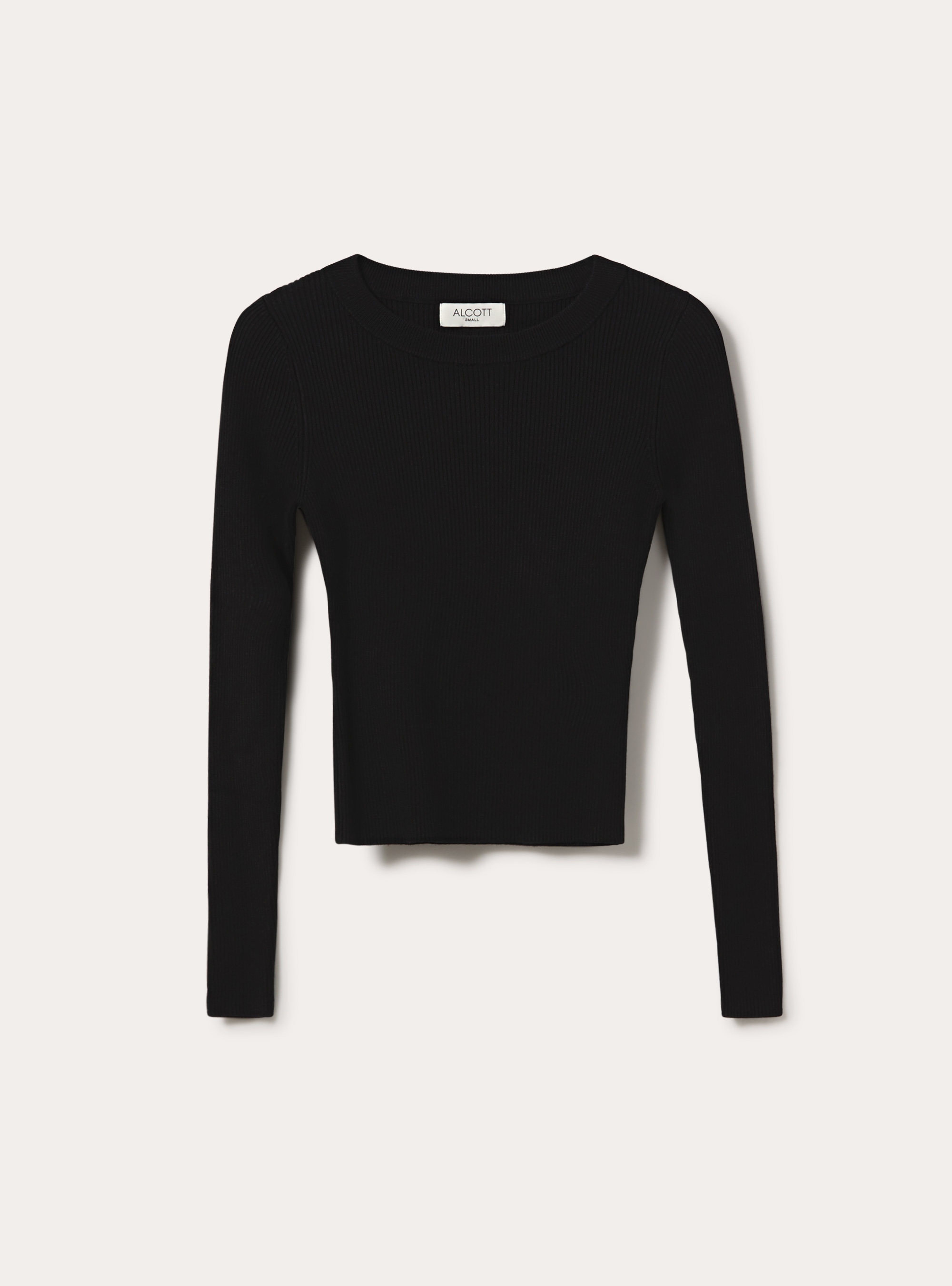 Maglia girocollo a coste, BK1 BLACK