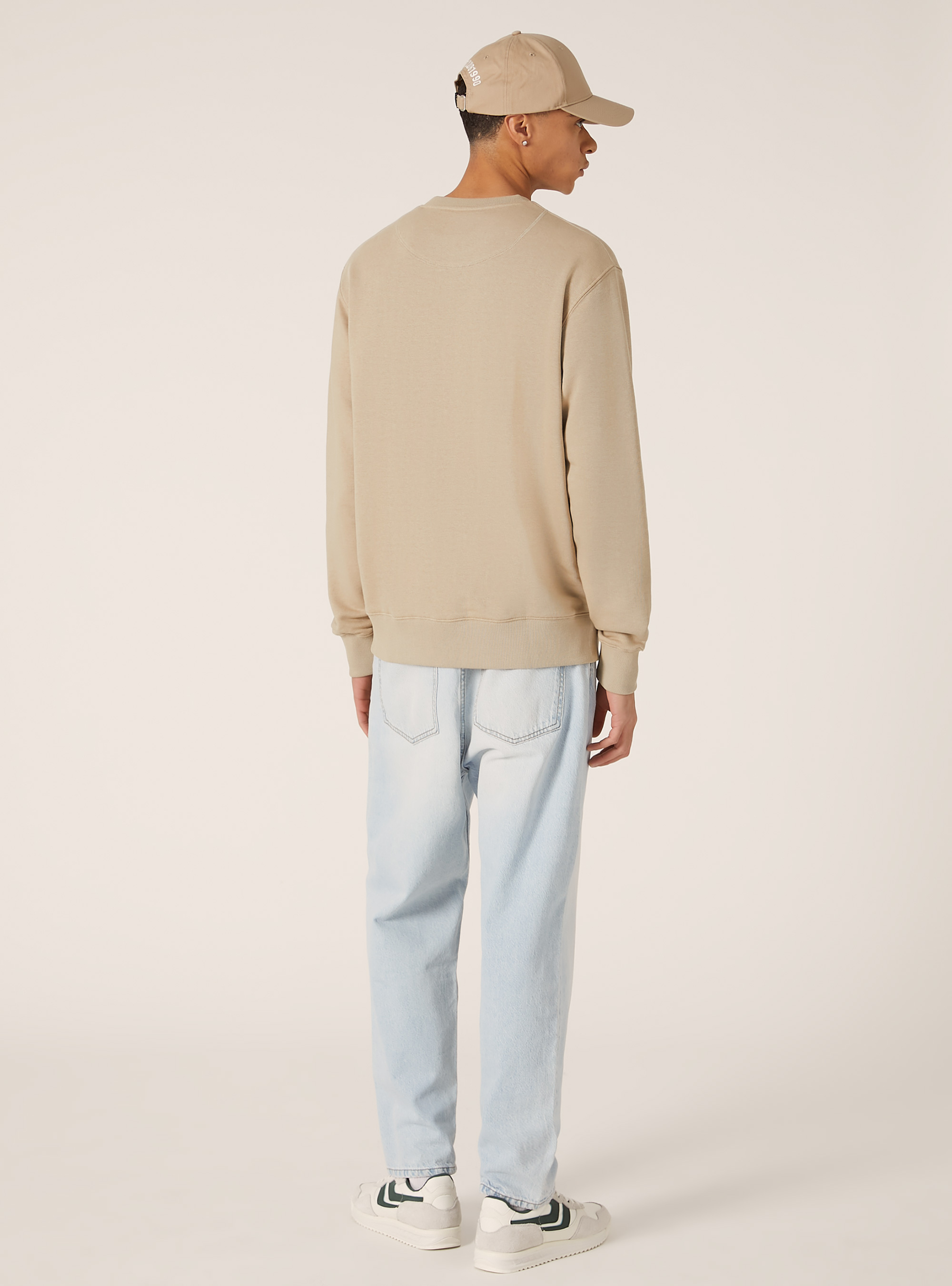 Sudadera de cuello redondo en color liso, BG2 BEIGE MEDIUM