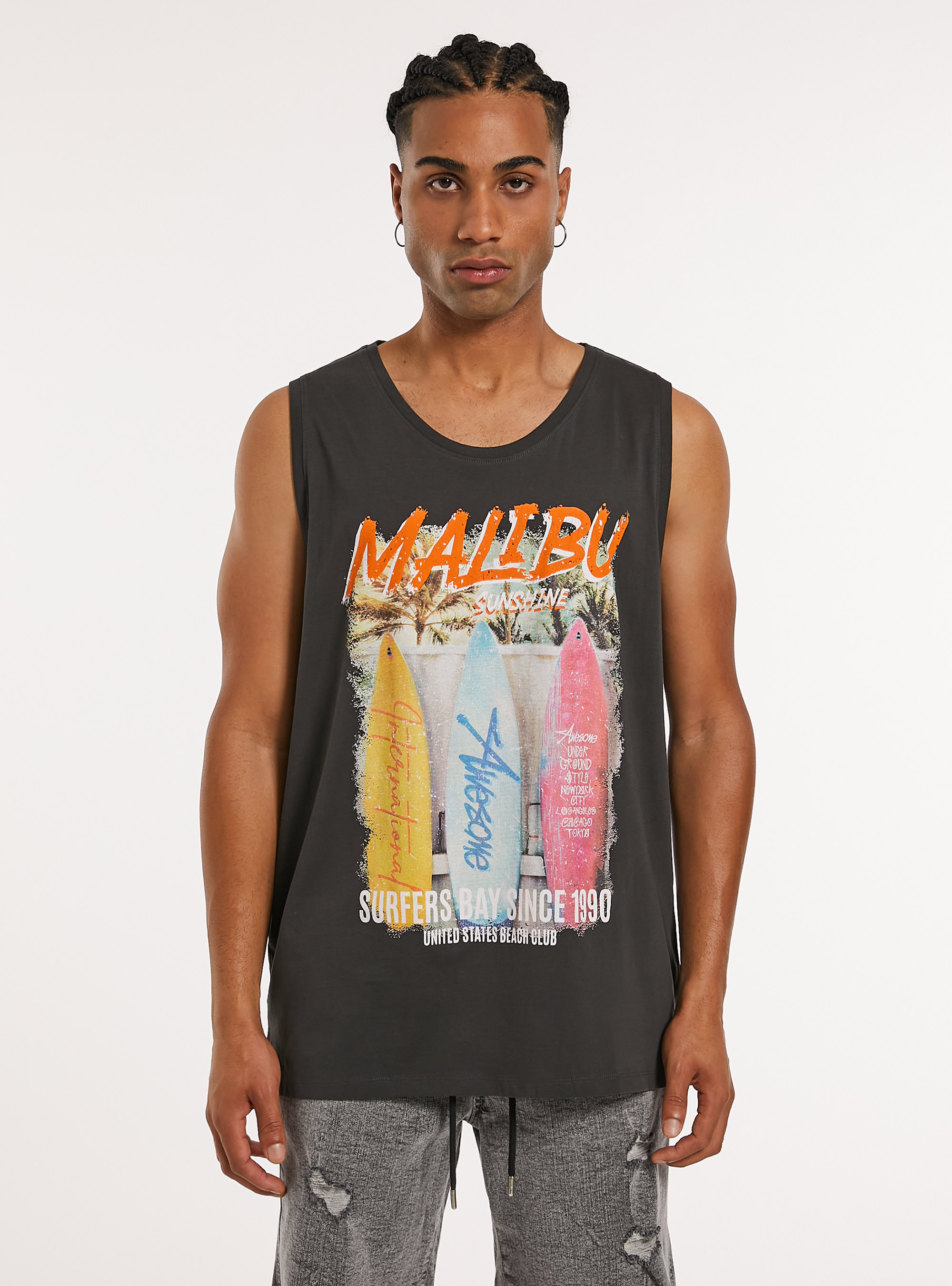 Canotta con grafiche summer, BK3 BLACK CHARCOAL