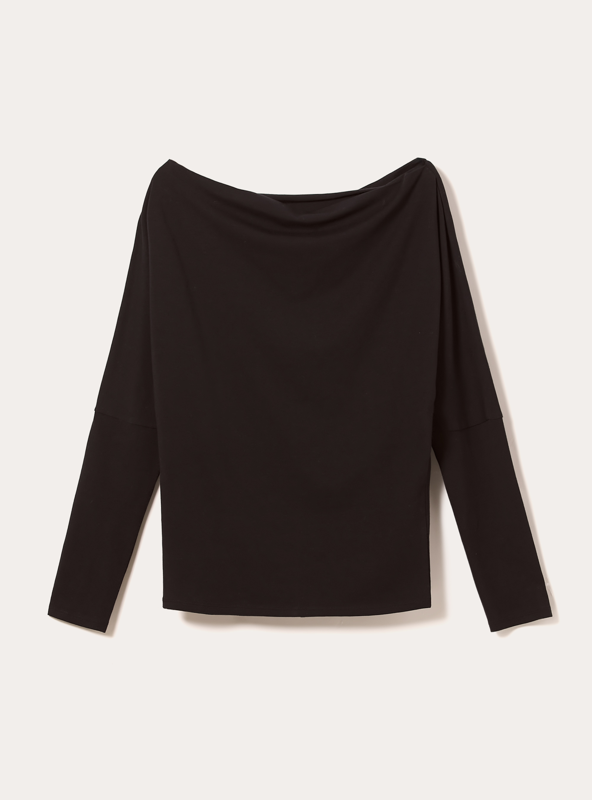 T-shirt a maniche lunghe asimmetrica, BK1 BLACK