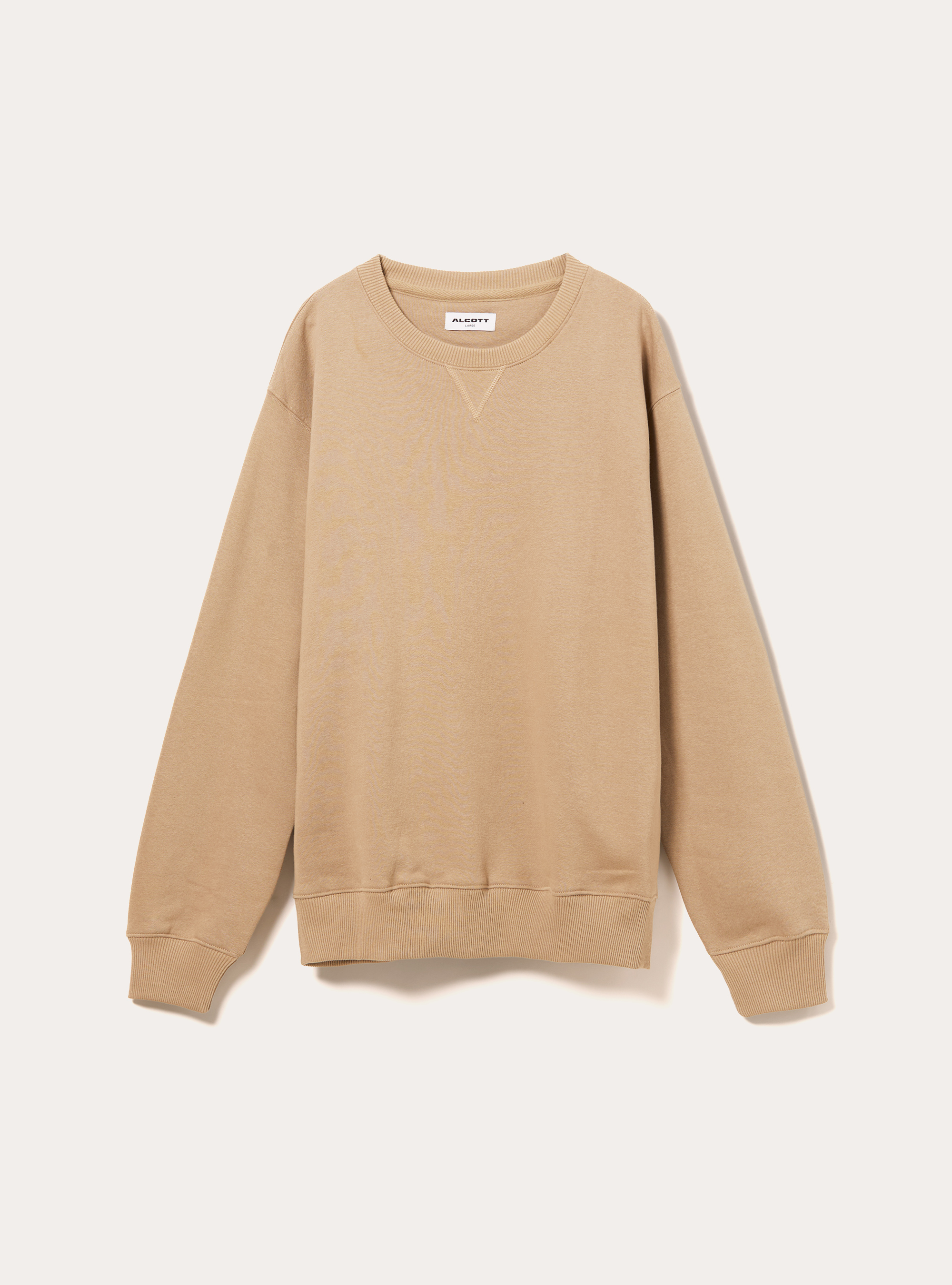 Solid color crew neck sweatshirt, BG1 BEIGE DARK