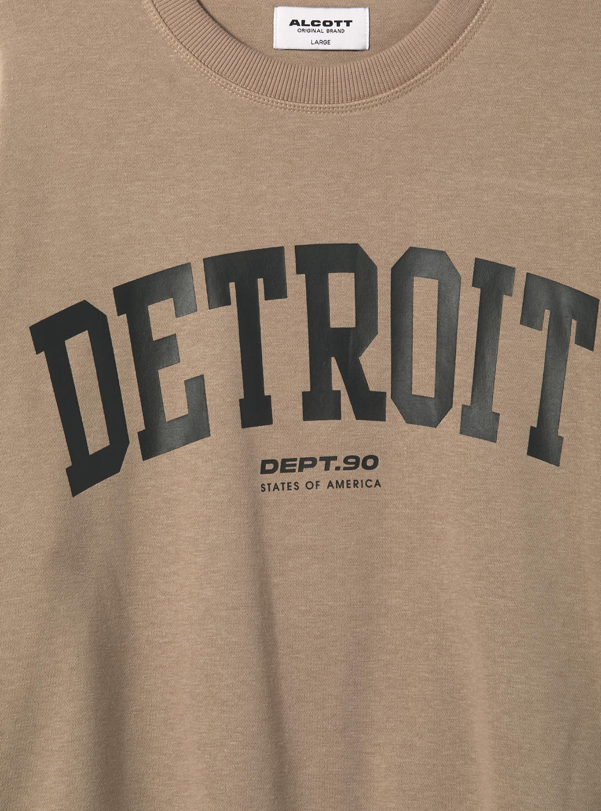 Felpa girocollo con stampa college, BG1 BEIGE DARK