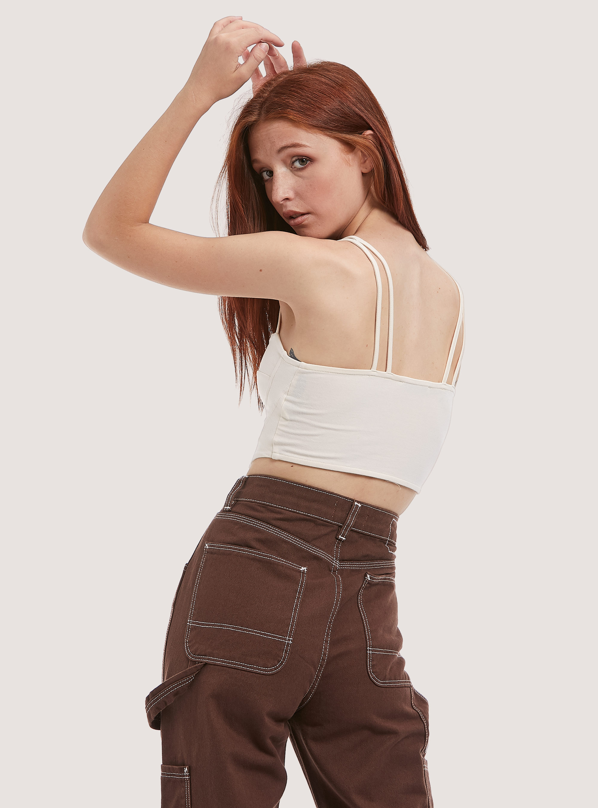 Top cropped bustier, WH1 OFF WHITE