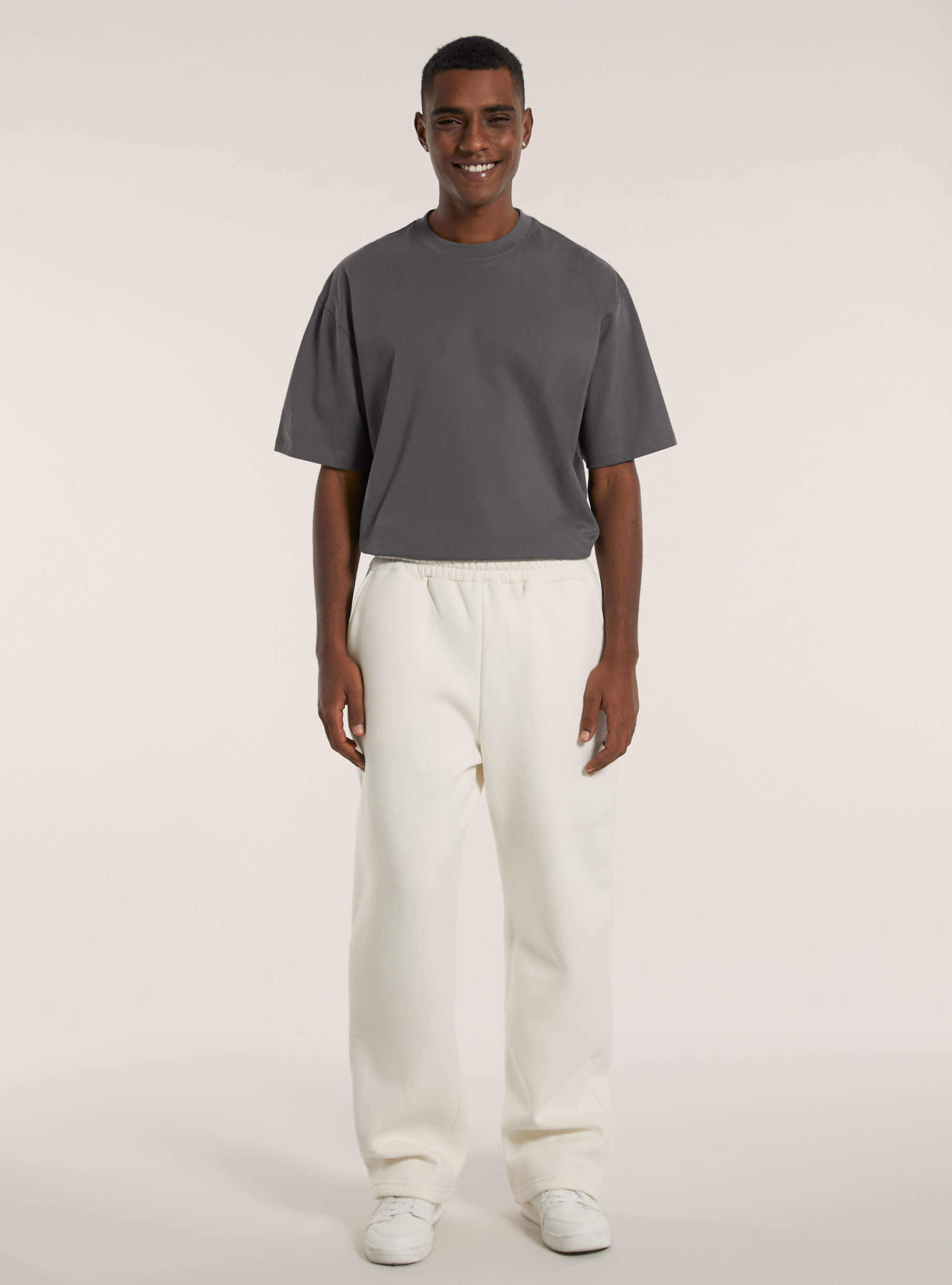 Loose fit fleece trousers, WH2 WHITE