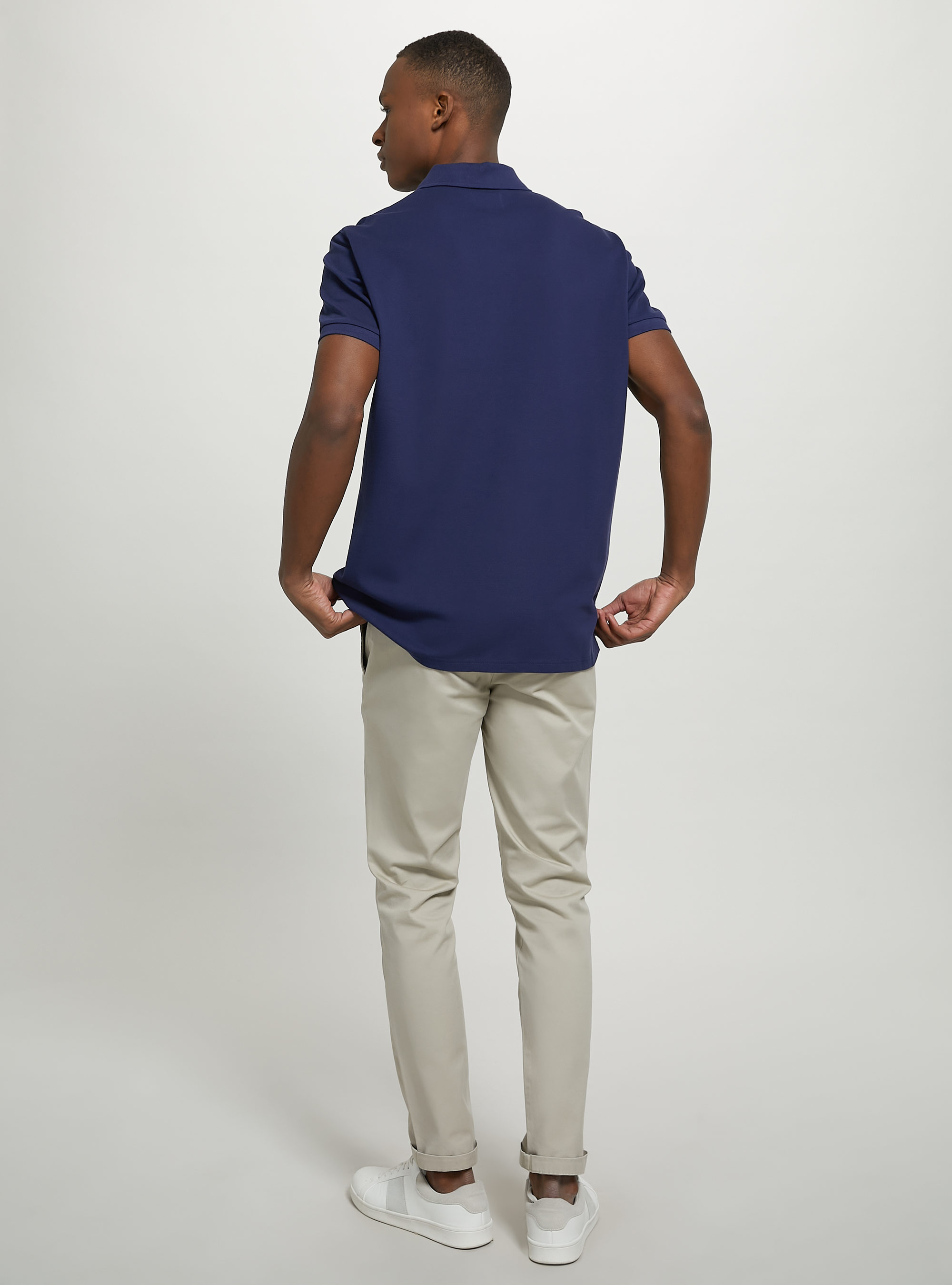 Cotton piqué polo shirt with embroidery, BL2 BLUE MEDIUM