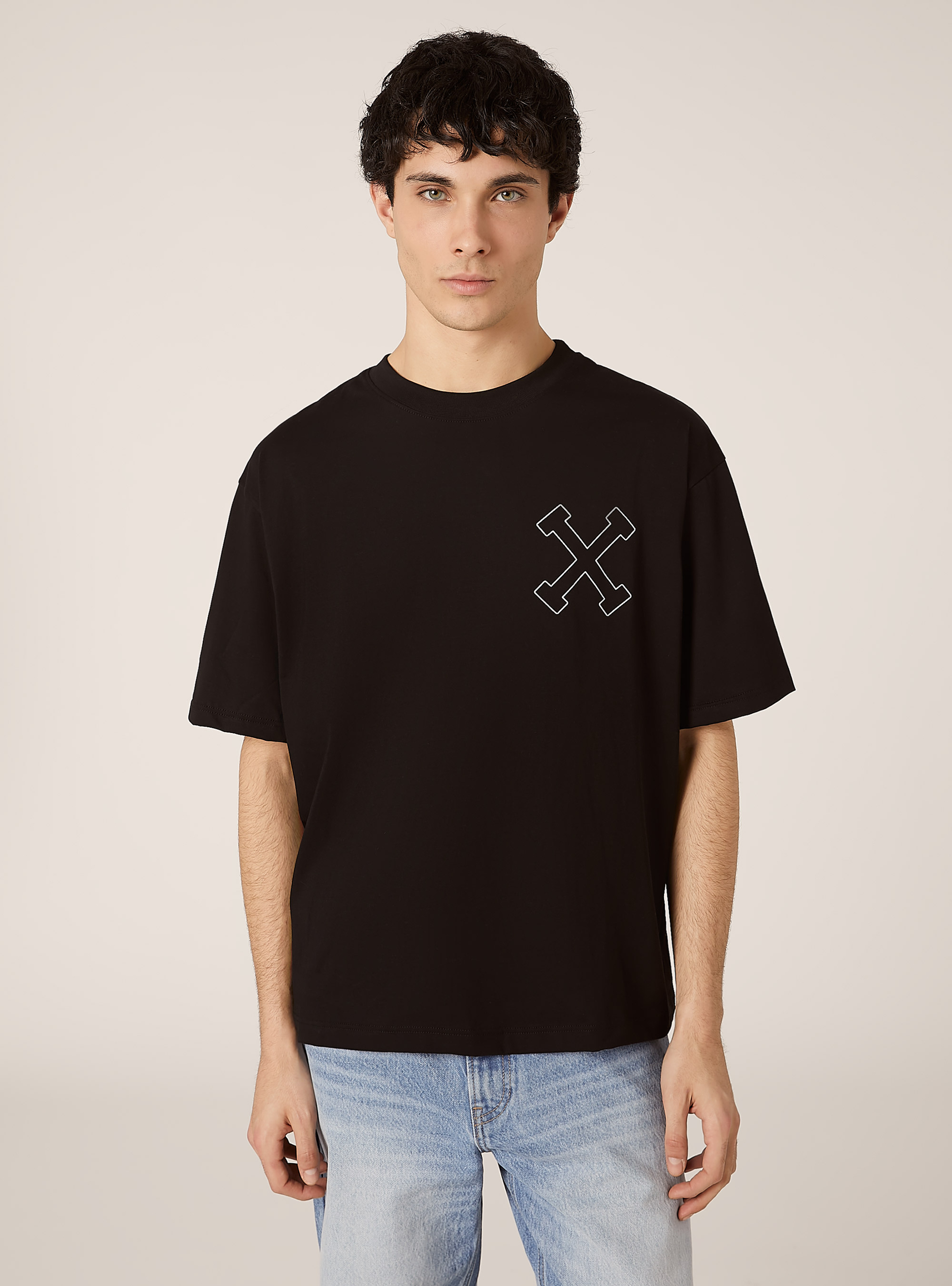 Maglietta boxy fit con stampa POP STATEMENT, BK1 BLACK