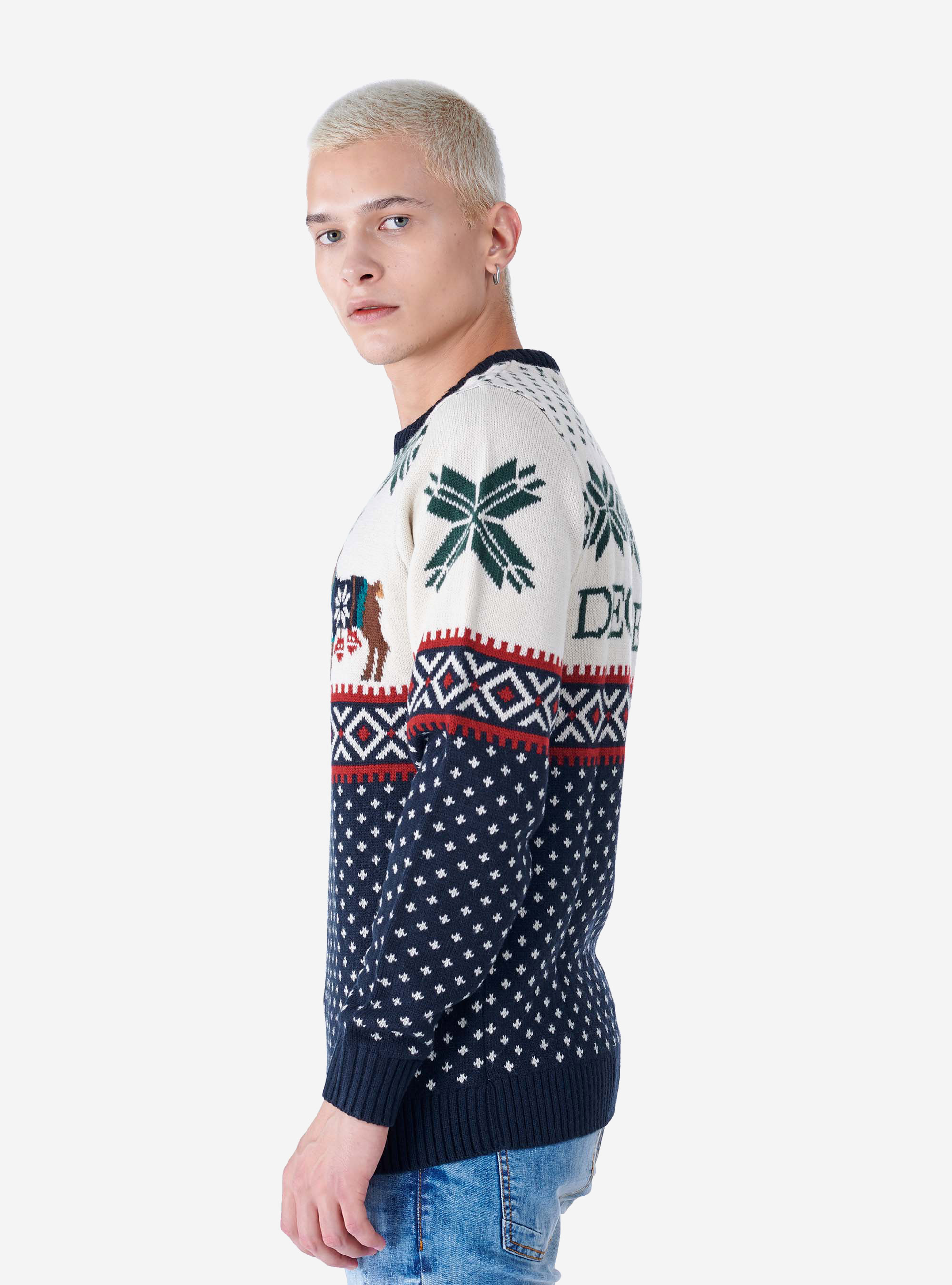 STRIPED ROUND NECK PULLOVER, C0009 OFF WHITE