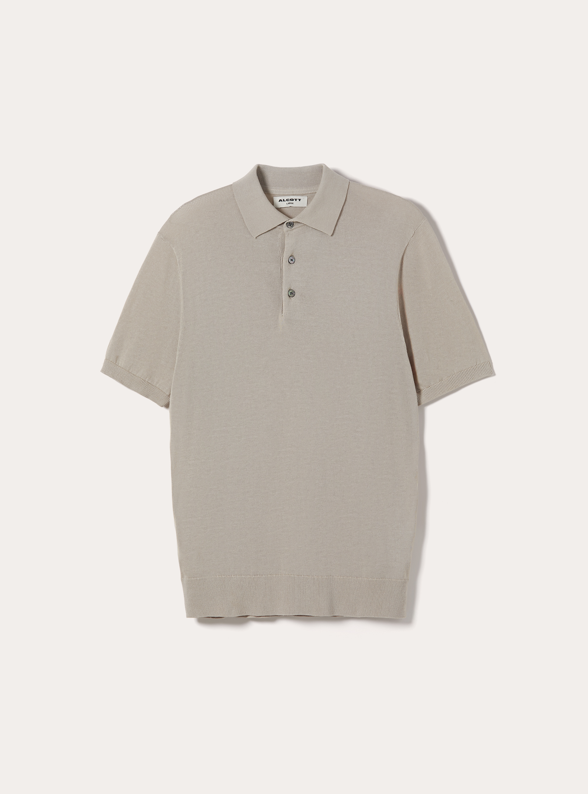 Extrafine cotton knit polo shirt, BG3 BEIGE LIGHT