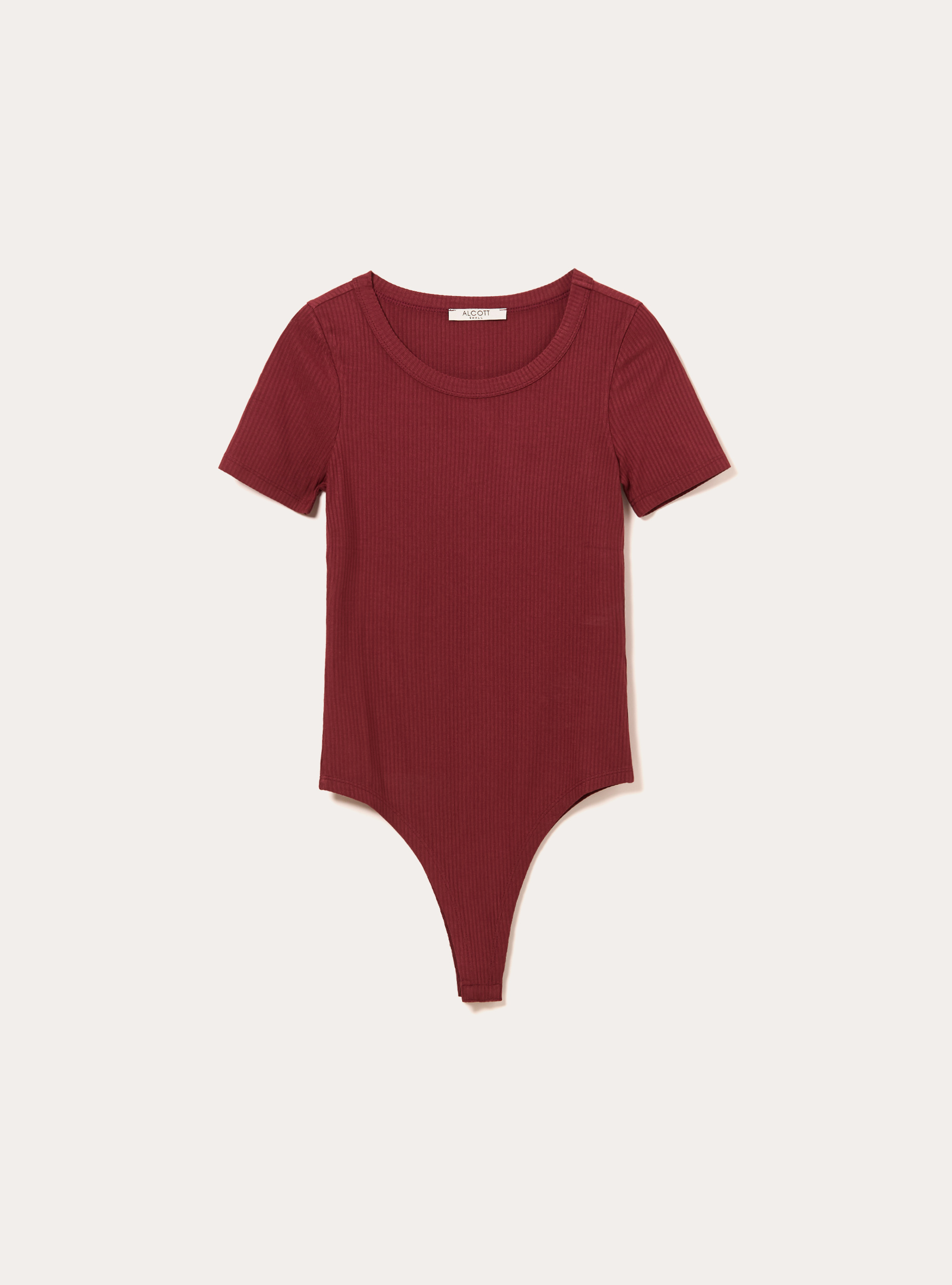 Body à manches courtes cotelées, BO1 BORDEAUX DARK