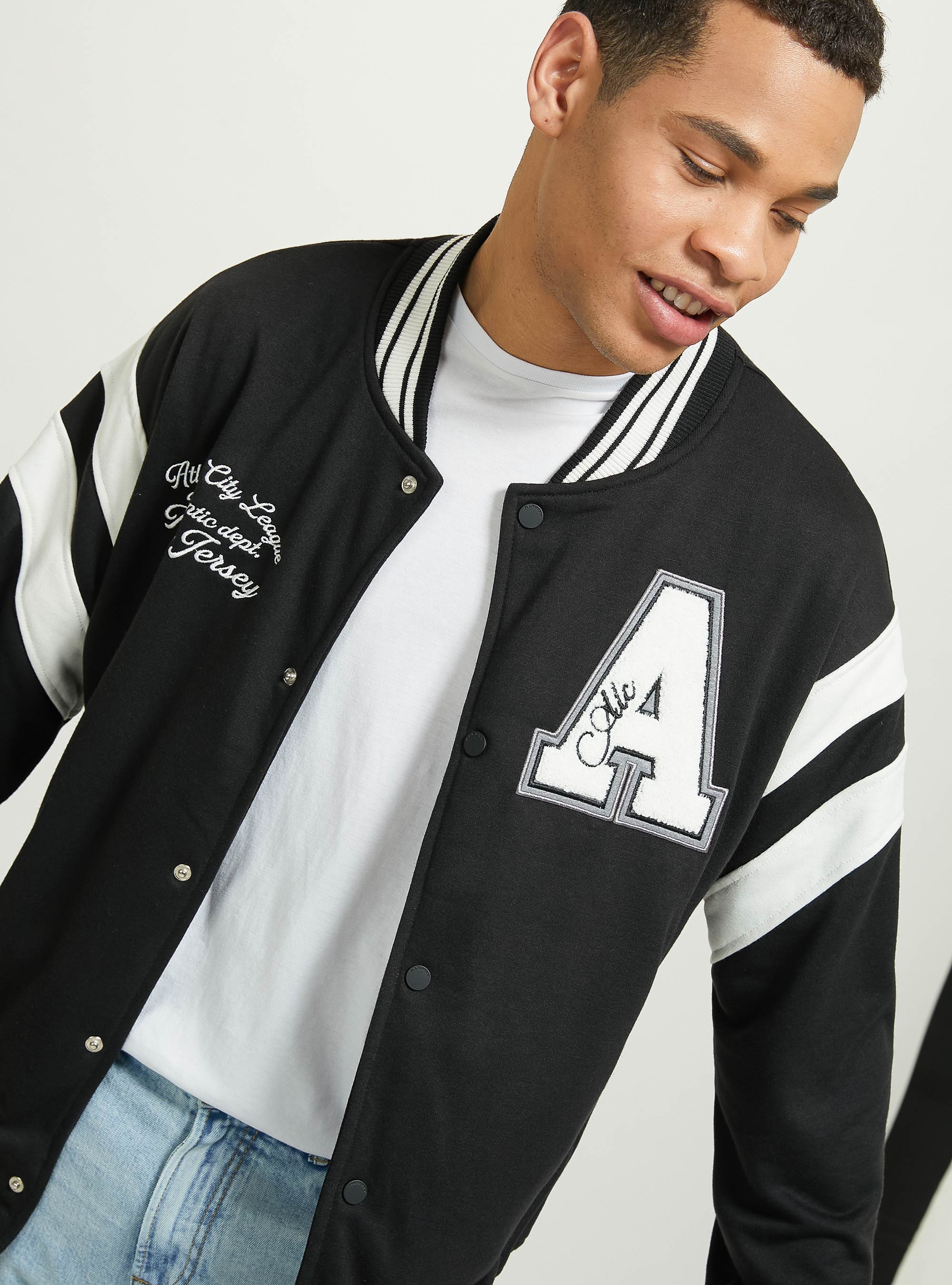 Blouson bombardier &agrave; imprim&eacute; de l'universite, BK1 BLACK