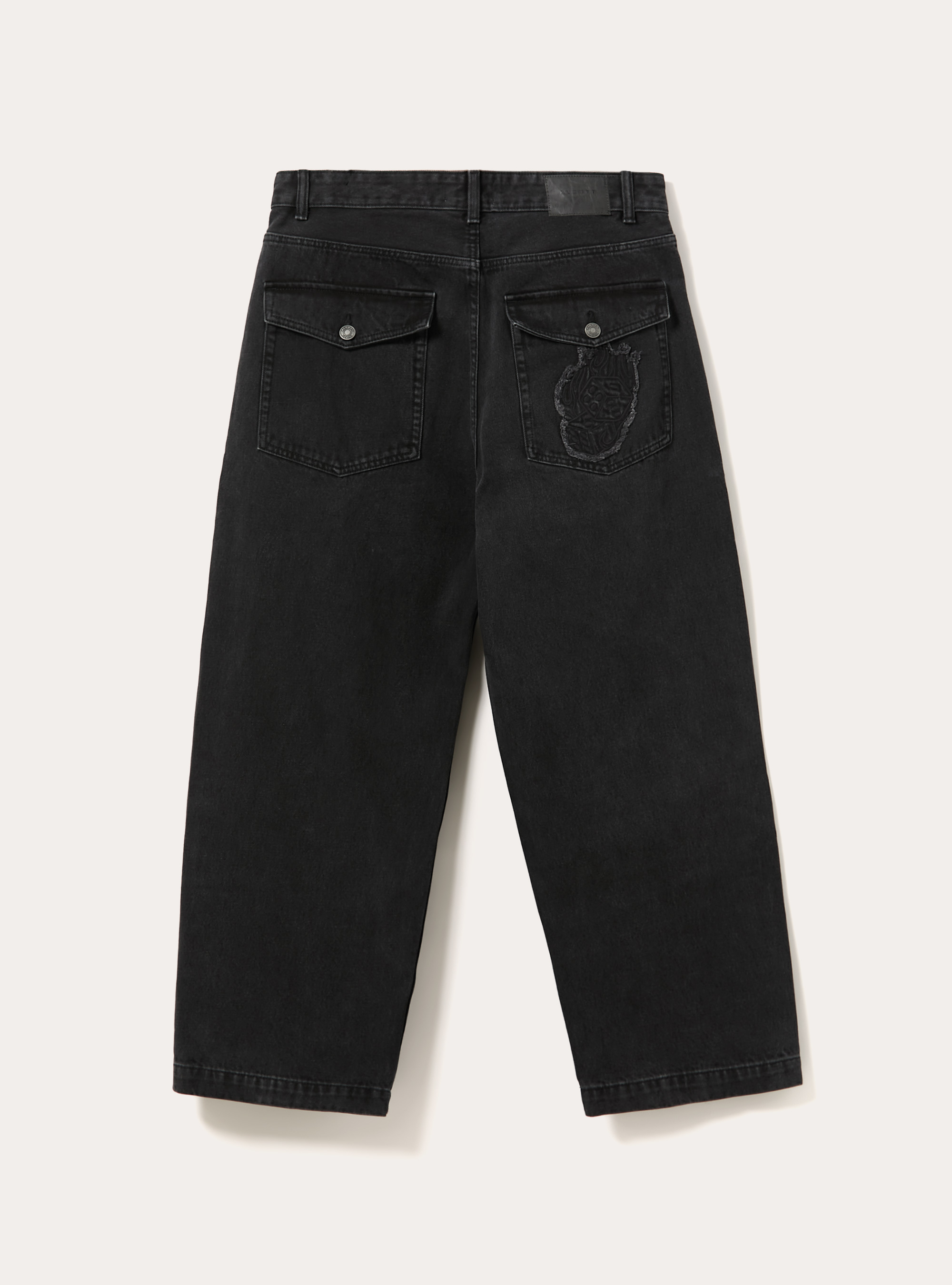 Jeans barrel con ricami, D000 BLACK