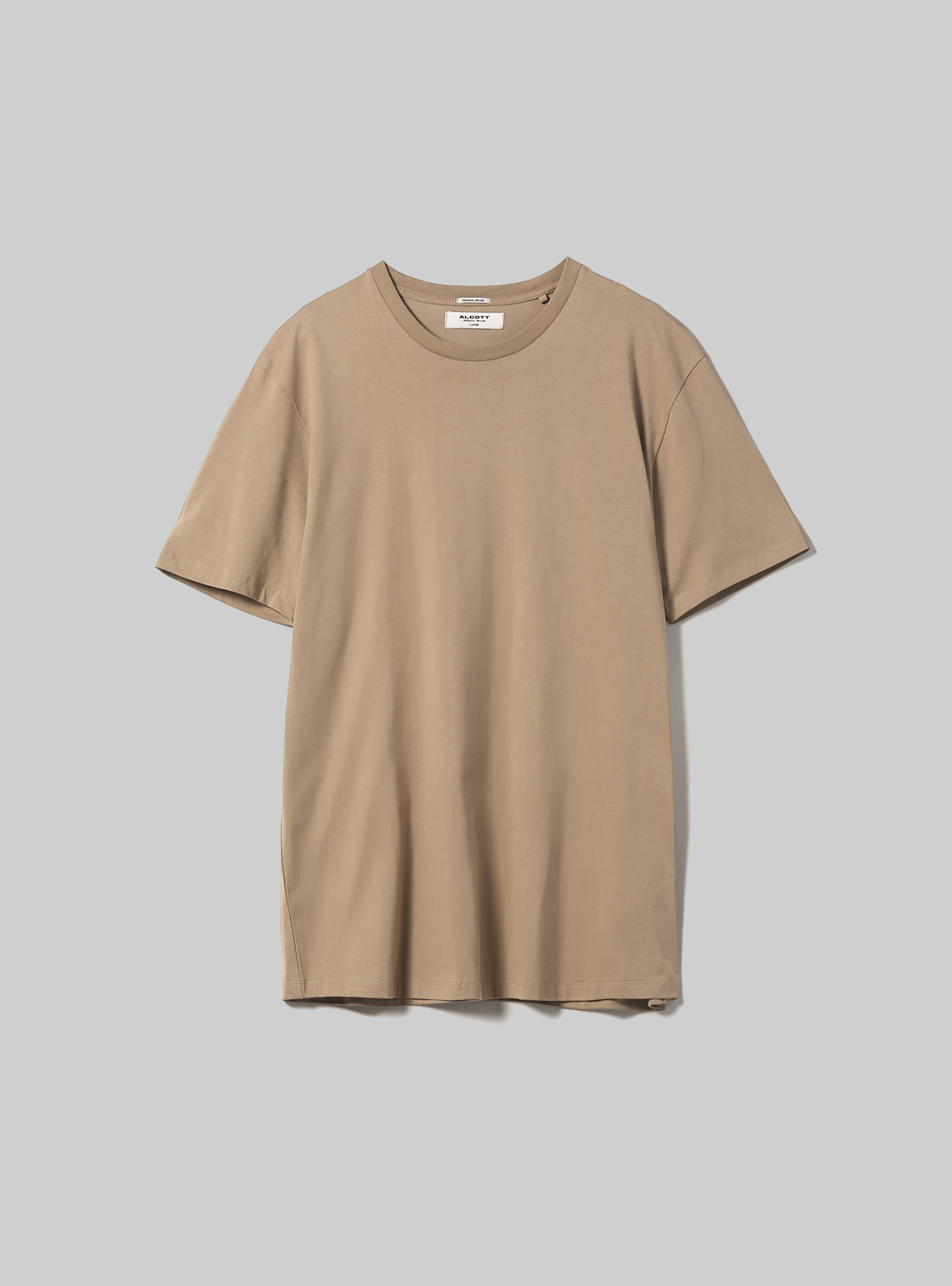 Camiseta de algodón con cuello redondo, BG3 BEIGE LIGHT