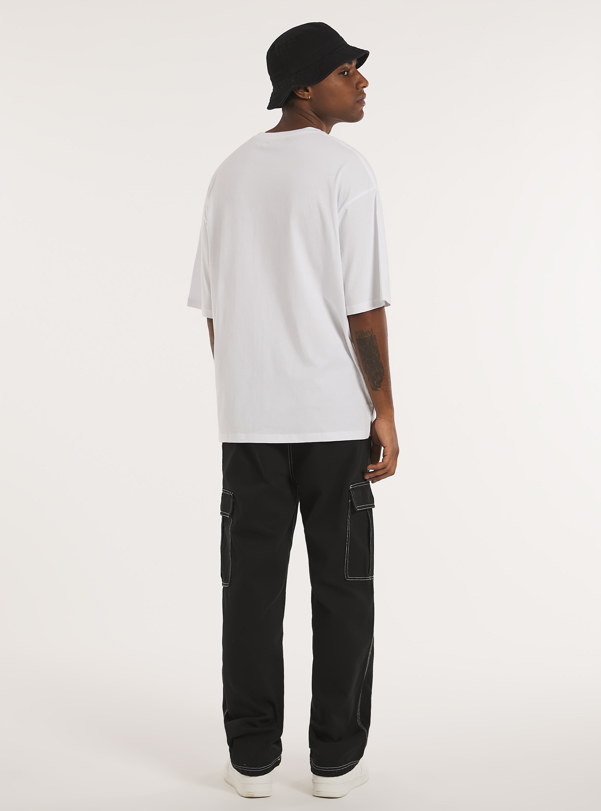 T-shirt oversize avec logo, WH3 WHITE