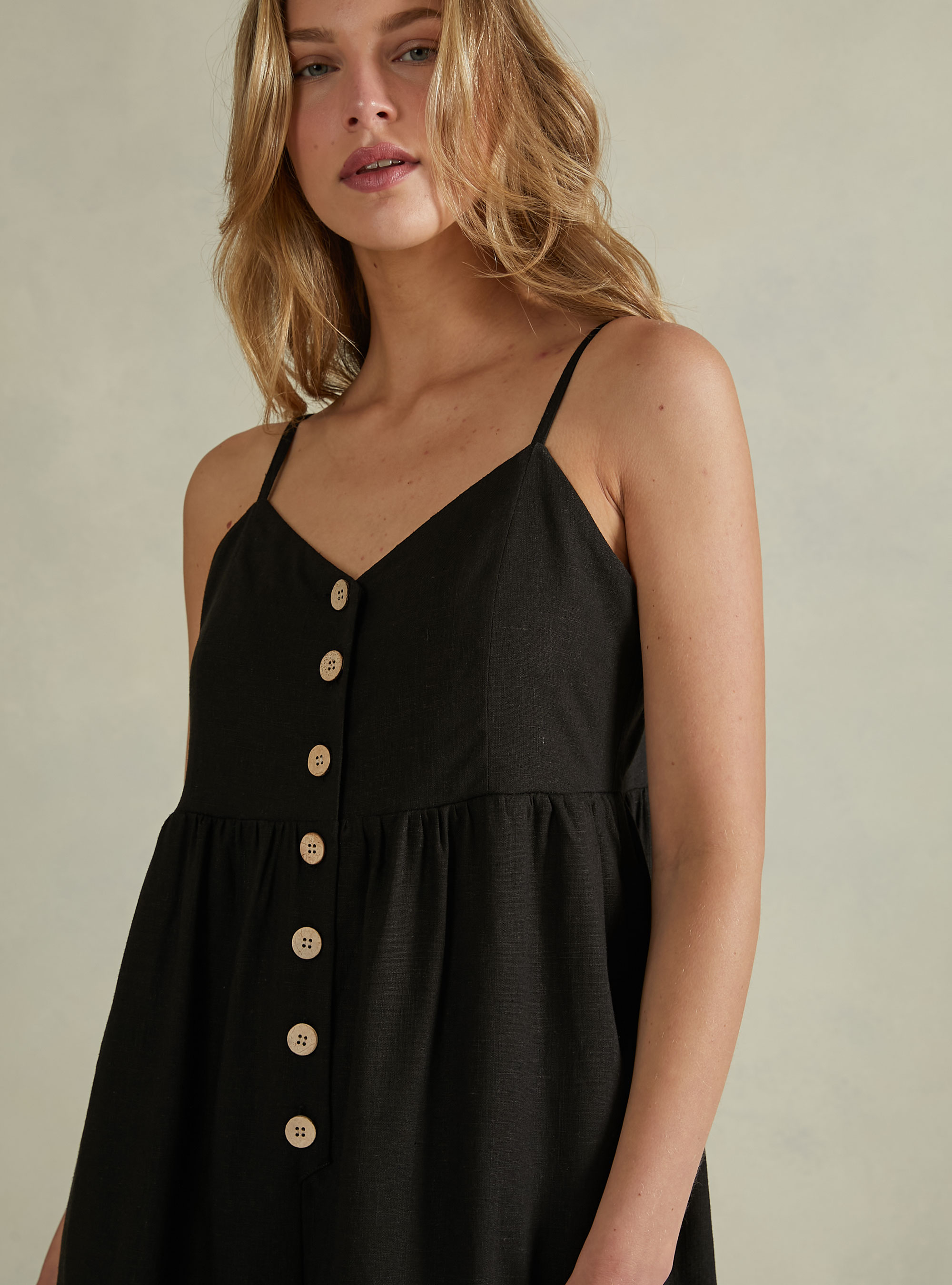 Unifarbener Overall aus Leinenmischung, BK1 BLACK