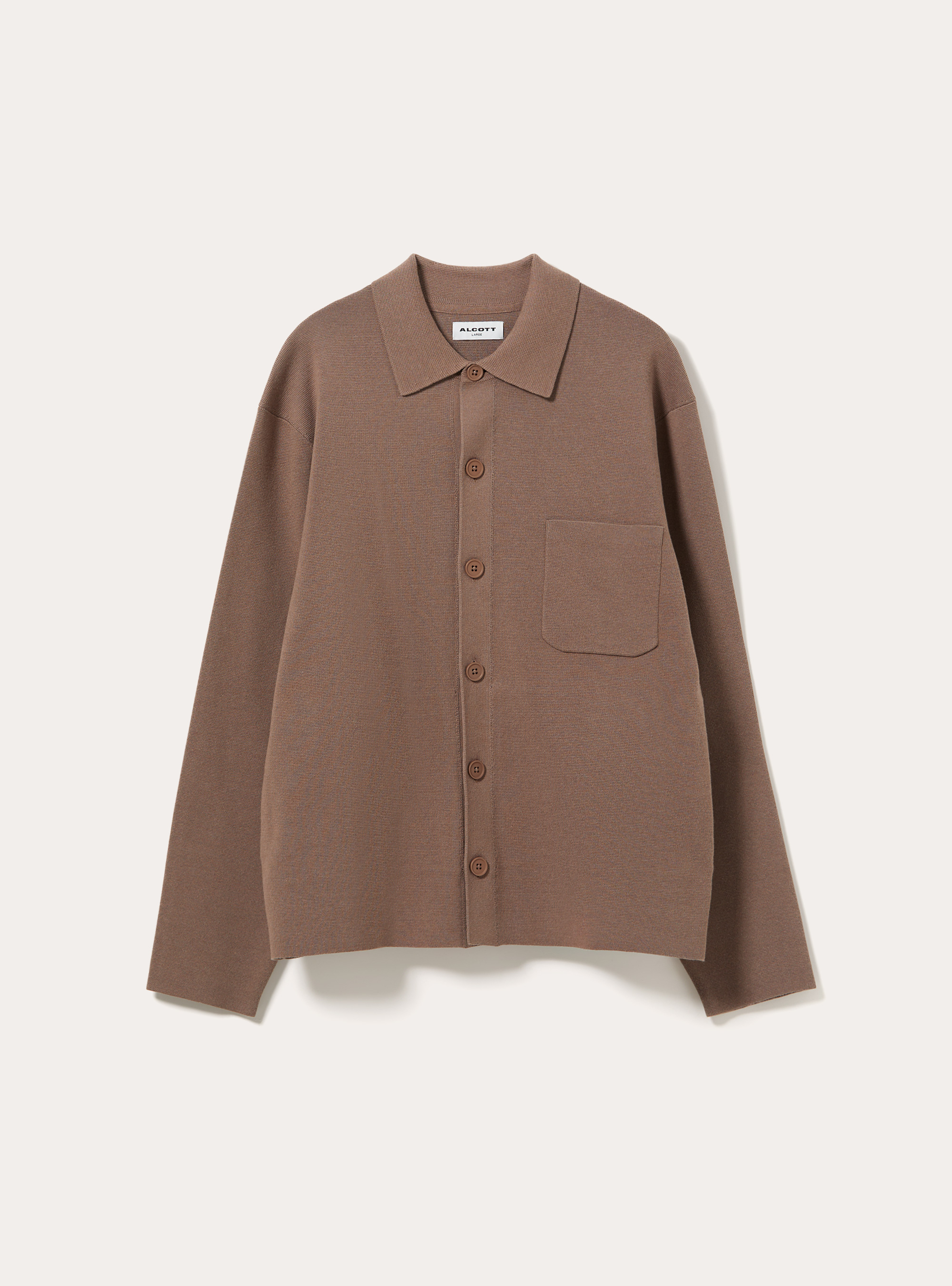 Cardigan in maglia strutturata con colletto, BR3 BROWN LIGHT