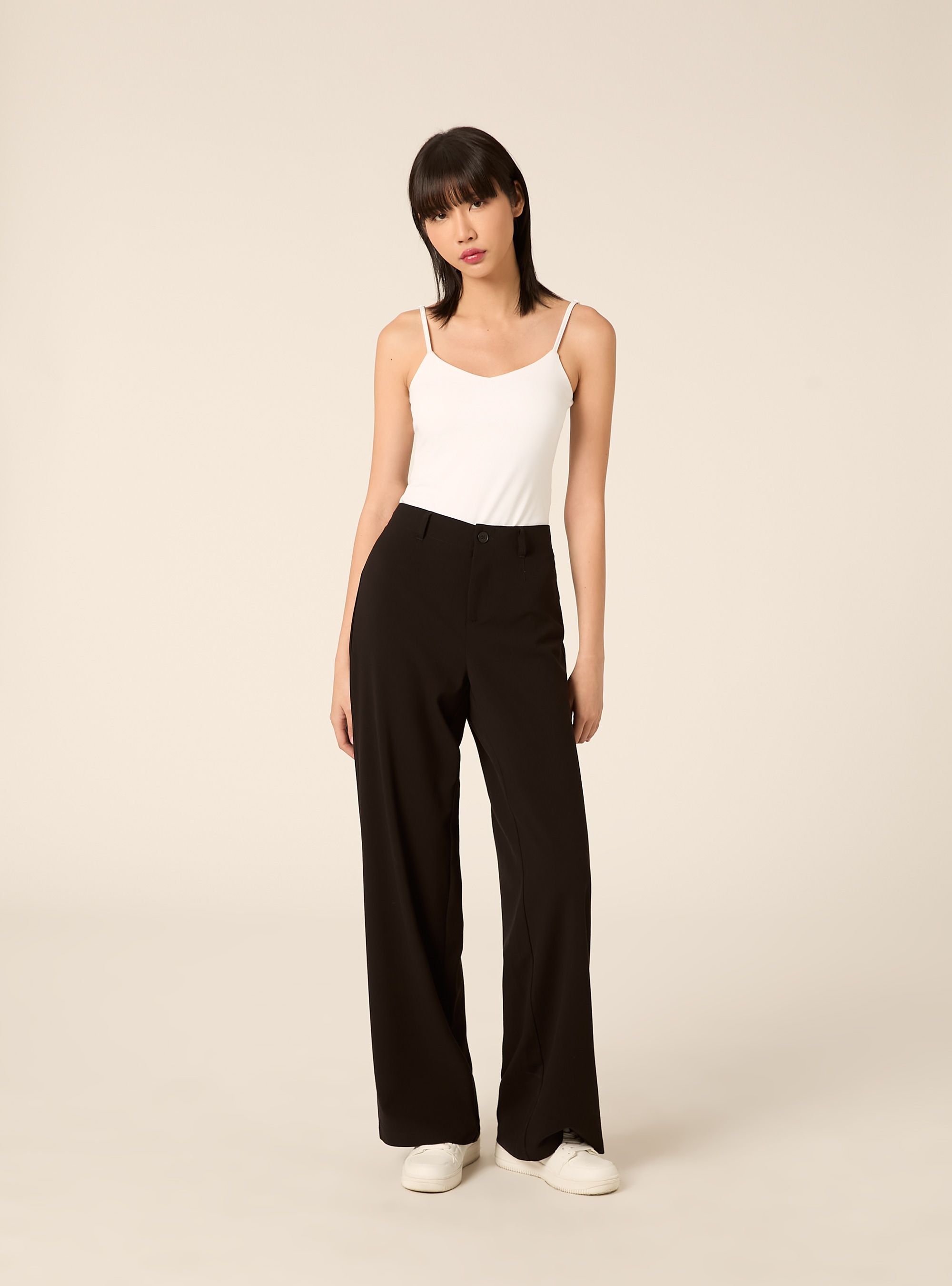 Pantaloni wide leg, BK1 BLACK