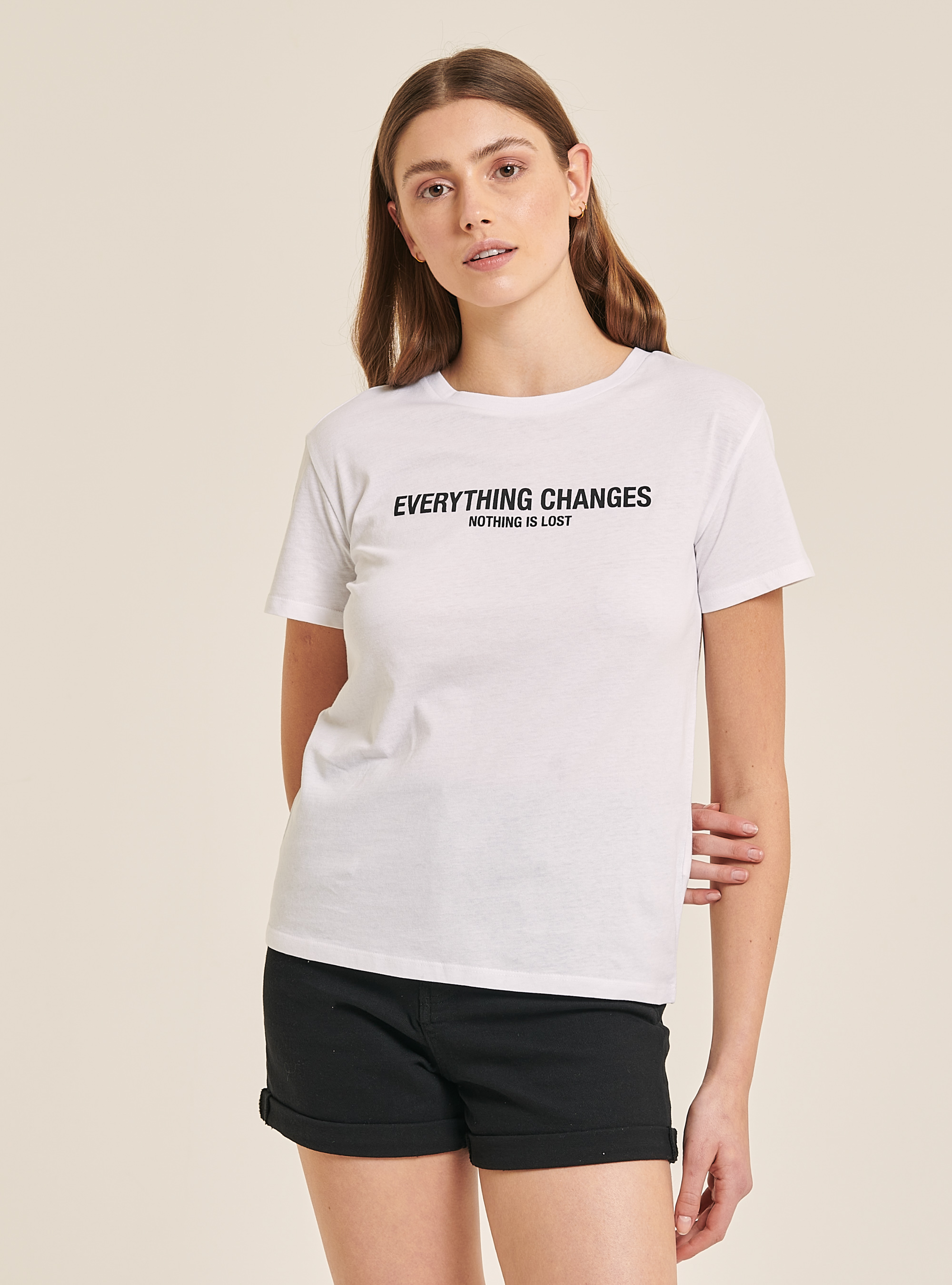 T-shirt with comfort fit lettering print, WHITE