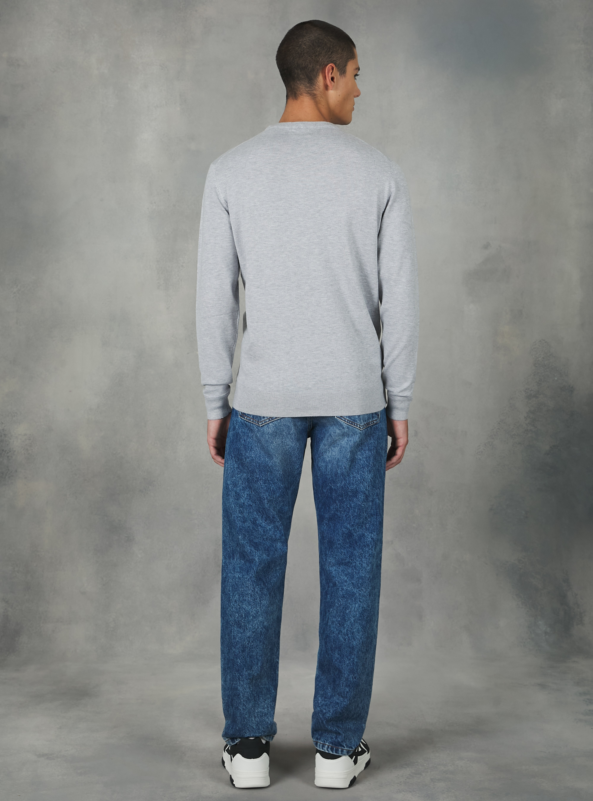 Round-neck pullover made of sustainable viscose Ecovero, MGY3 GREY MEL LIGHT