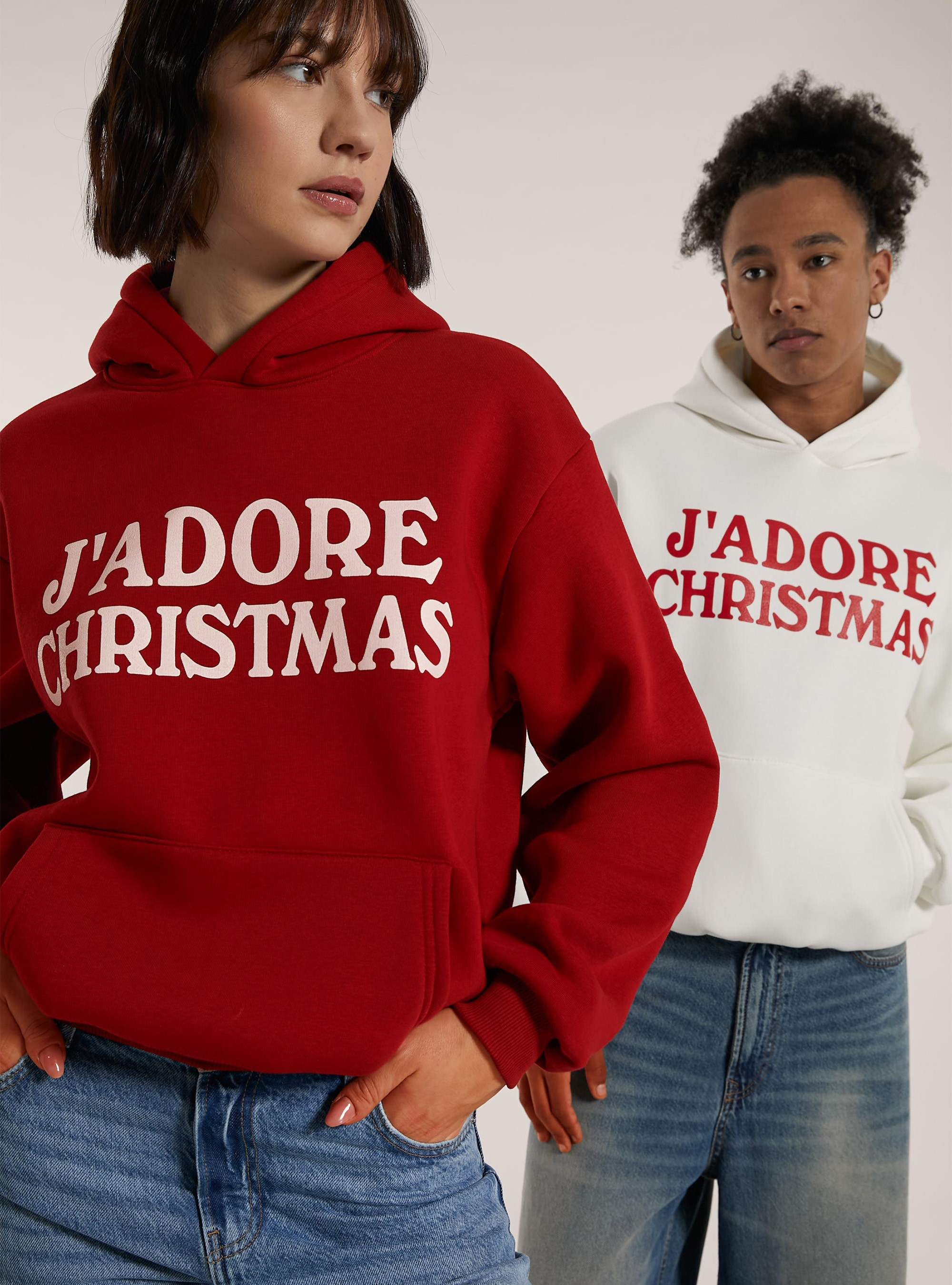 Felpa boxy fit con stampa J'adore Christmas, RD2 RED MEDIUM