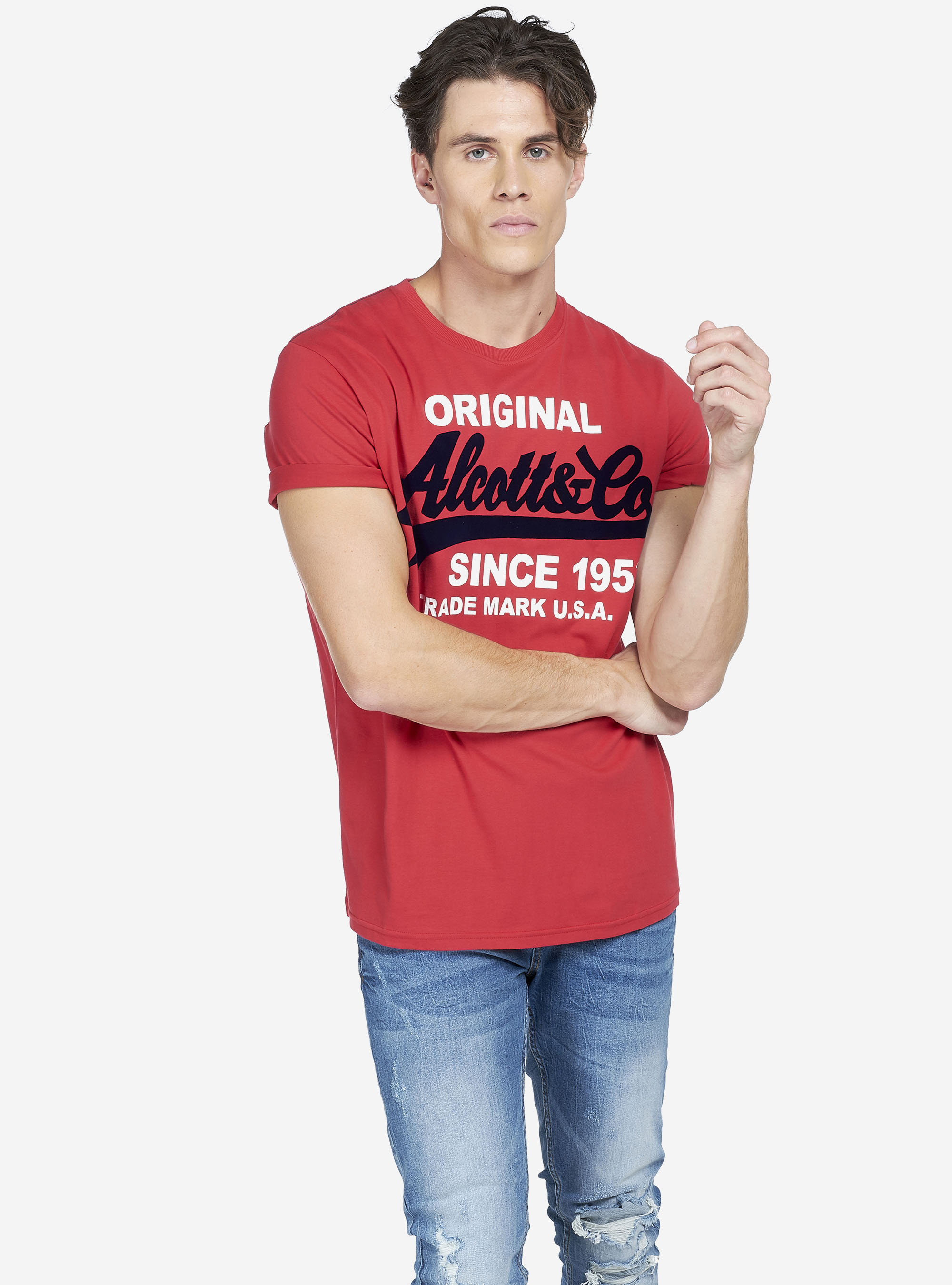 Maglietta con stampa, ROSSO