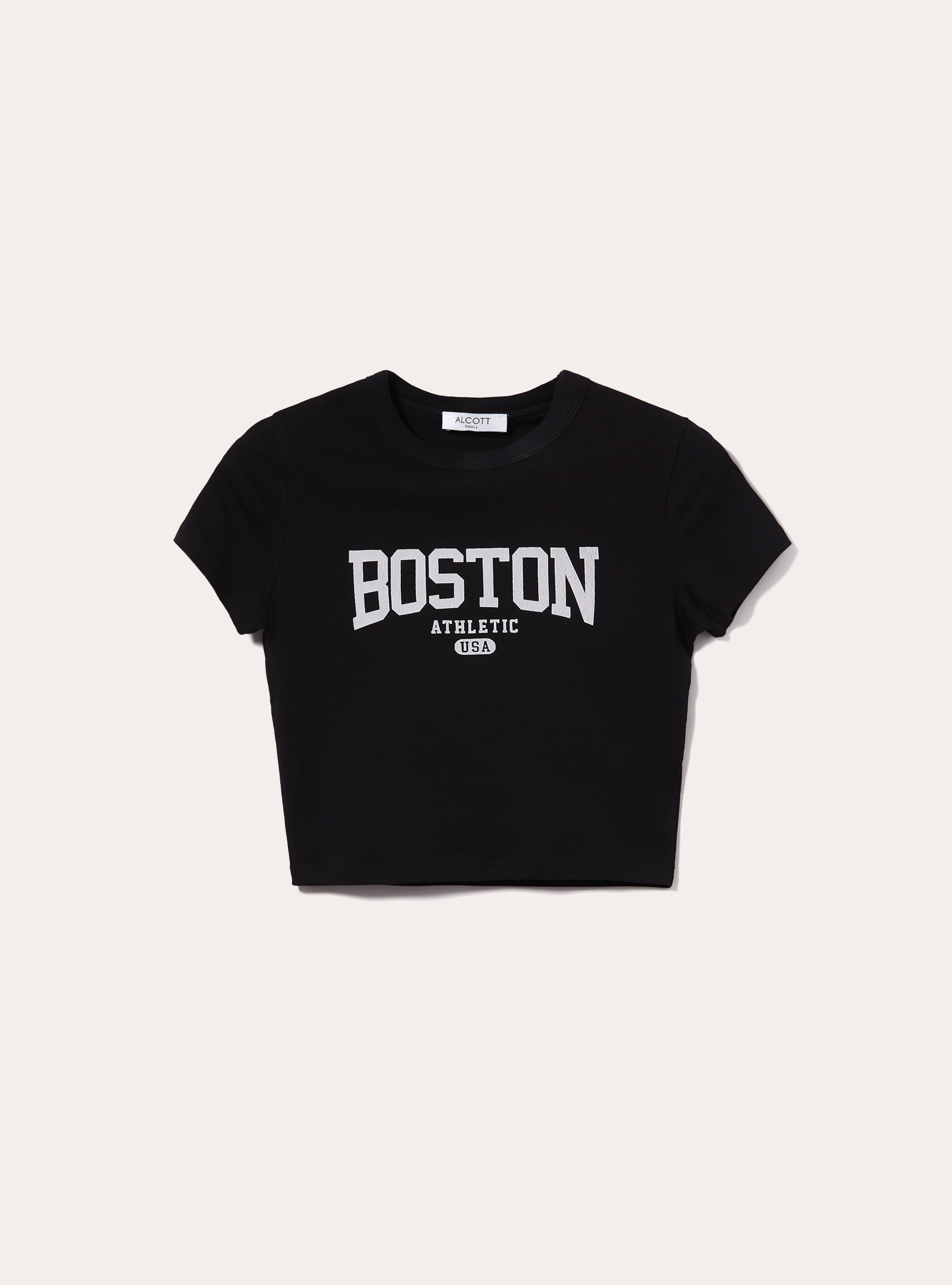 Cropped t-shirt with print, BK1 BLACK