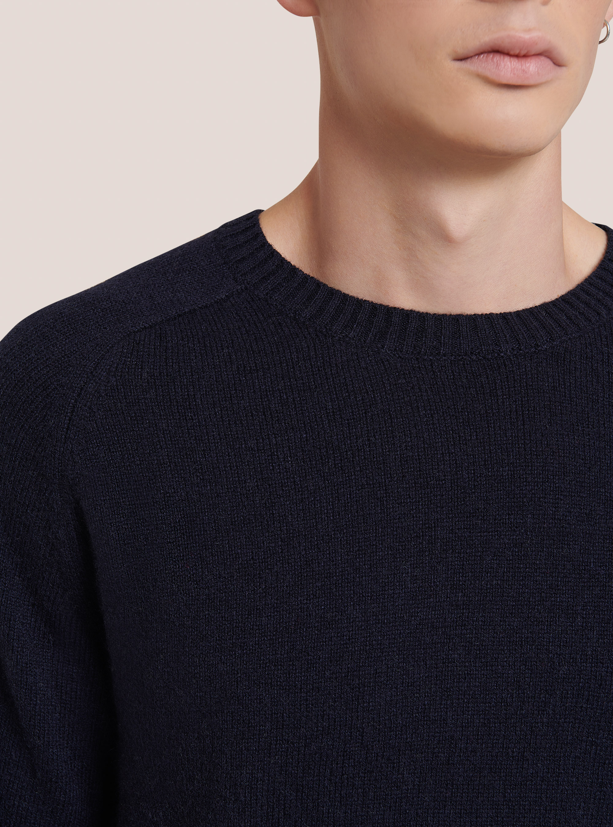 Pull à col ras du cou en laine mélangée, C0214 BLUE