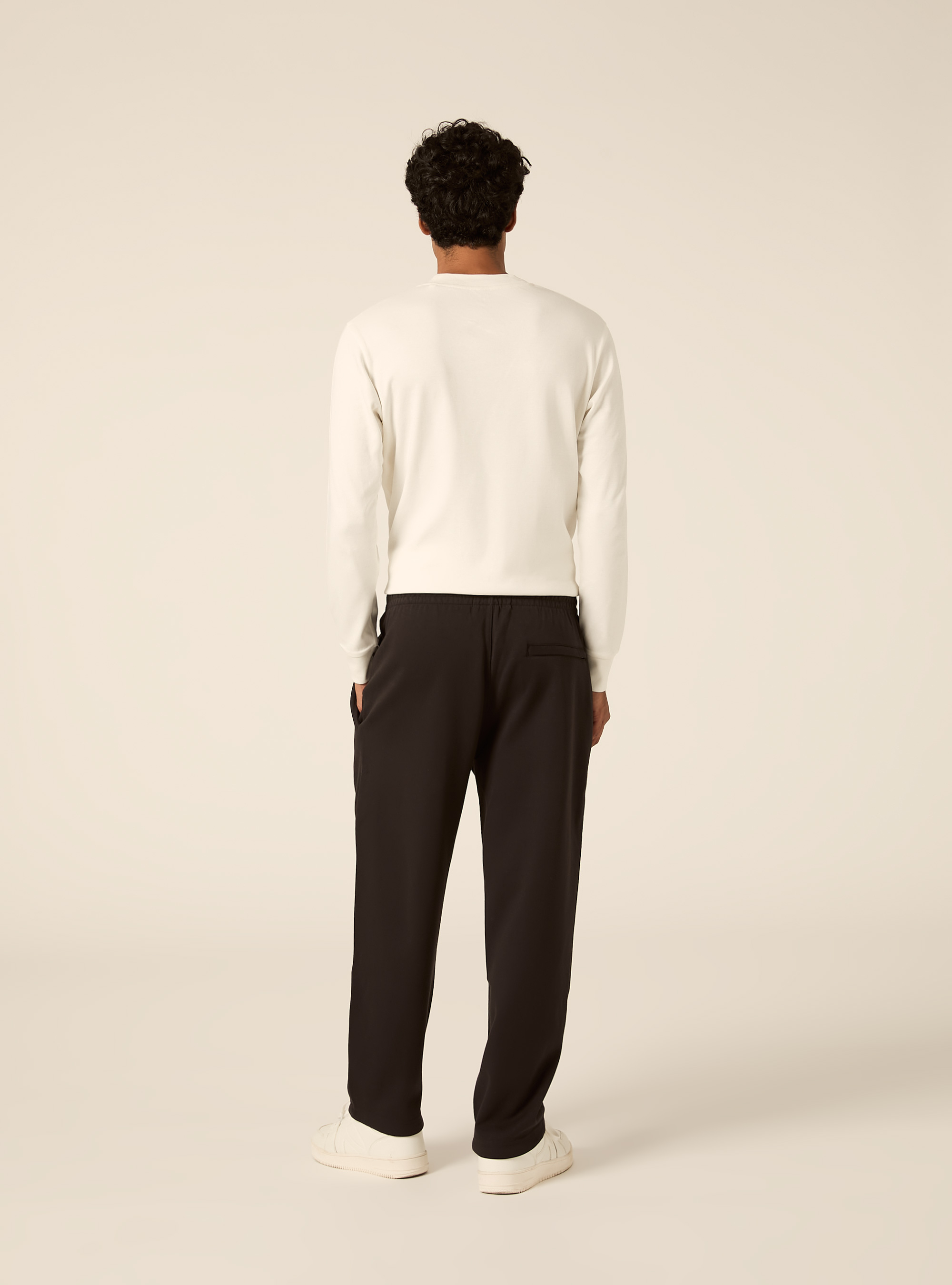 Straight leg interlock fabric jogger trousers, BK3 BLACK CHARCOAL