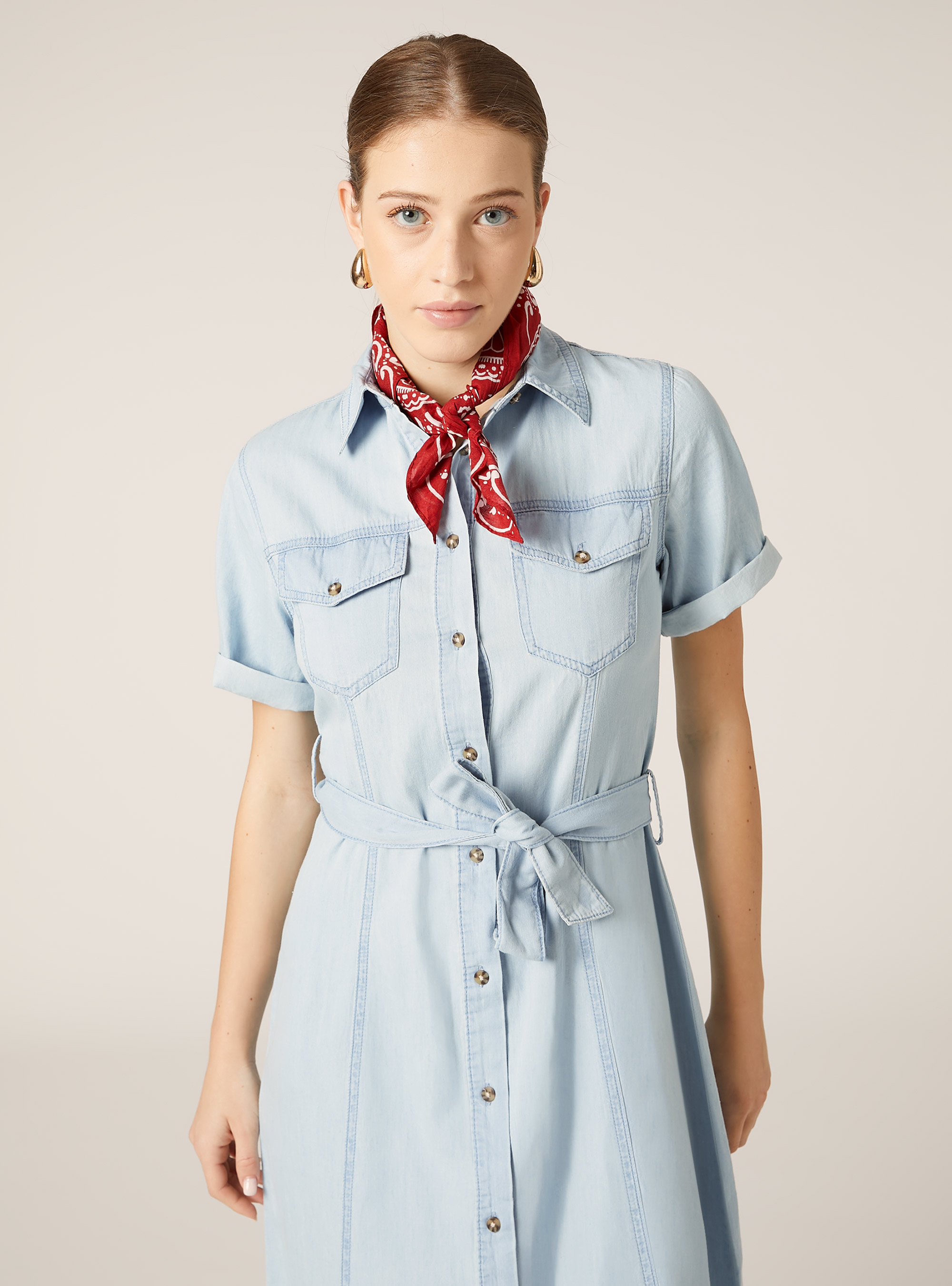 Denim chemisier dress, D007 LIGHT AZURE