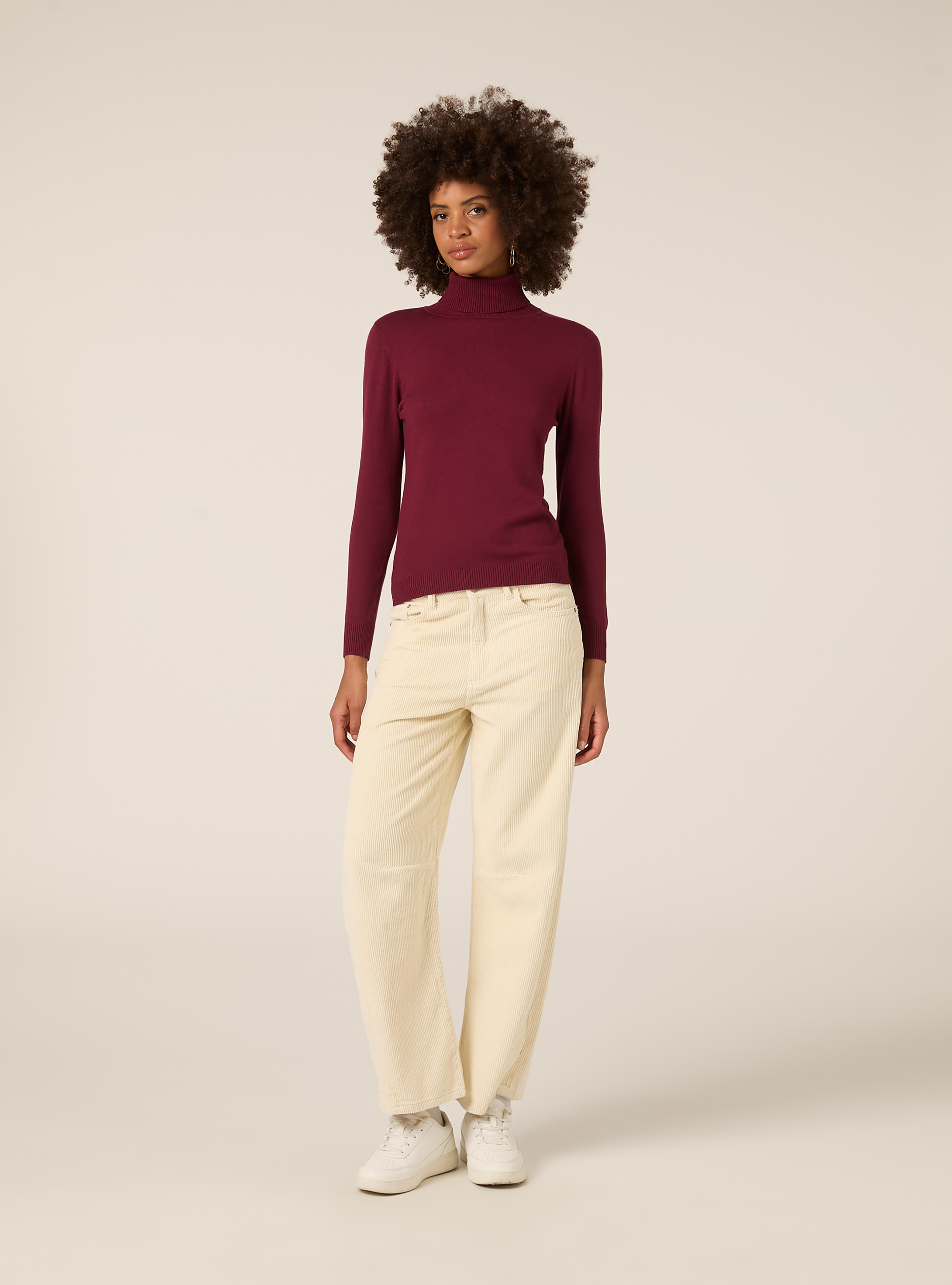 Jersey suave de cuello alto, BO1 BORDEAUX DARK