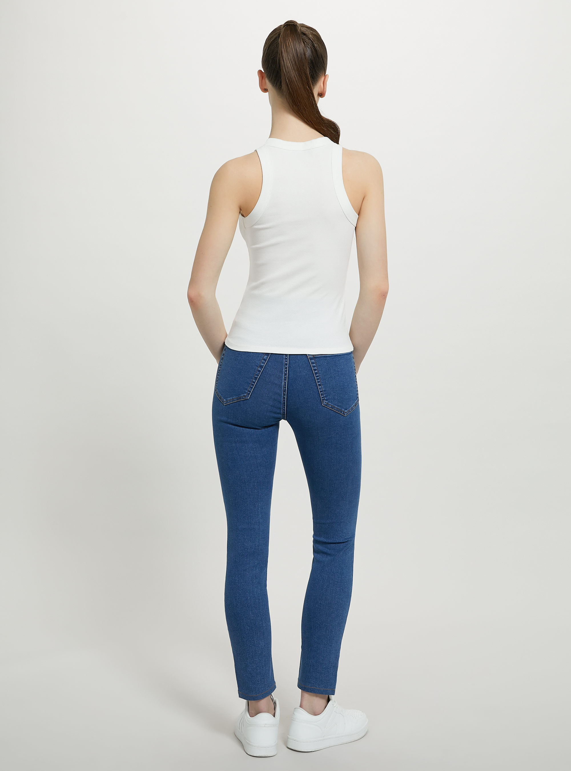 Ribbed cotton tank top, WH2 WHITE