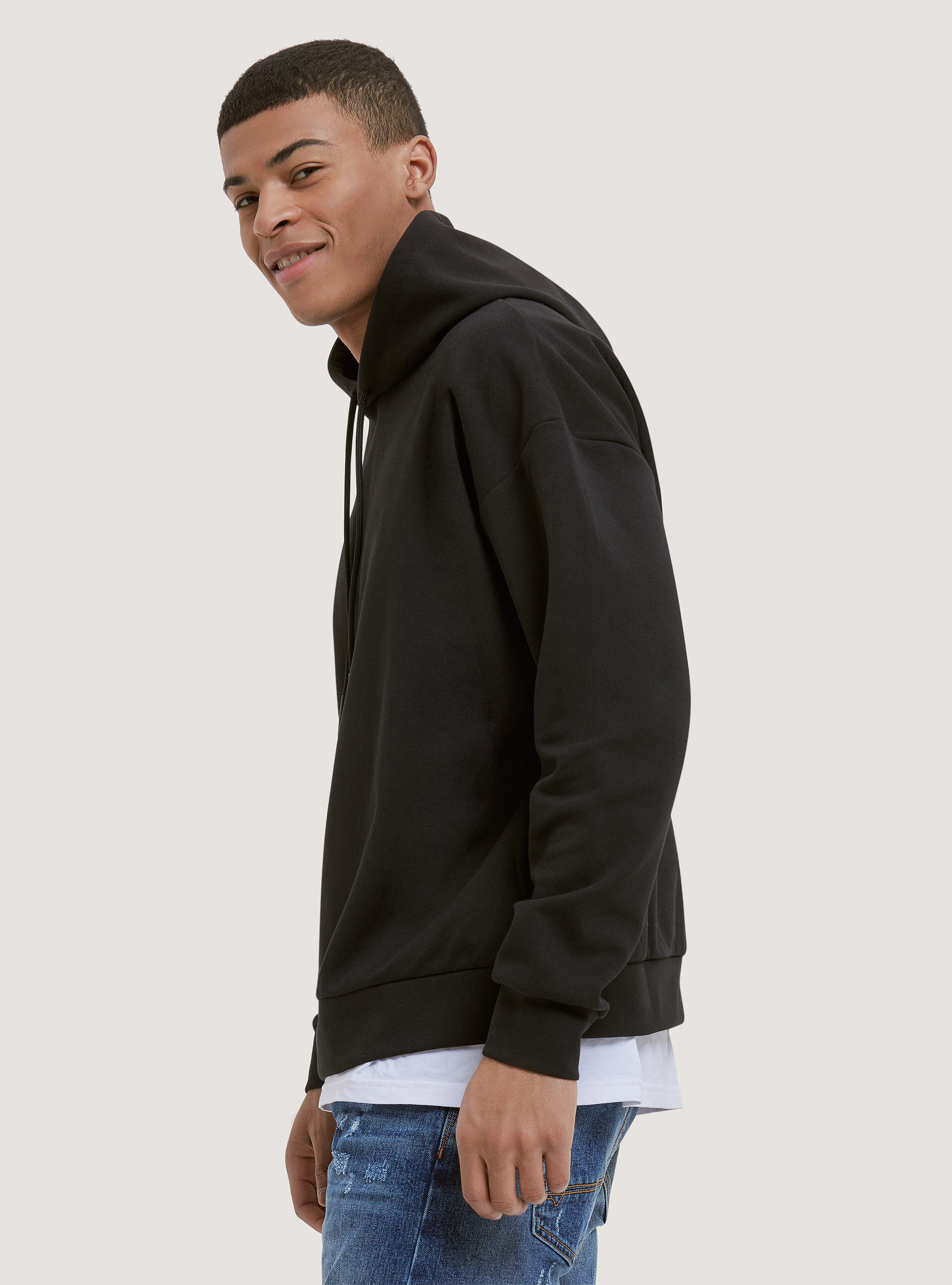 Sweat-shirt à capuche basique, C101 BLACK