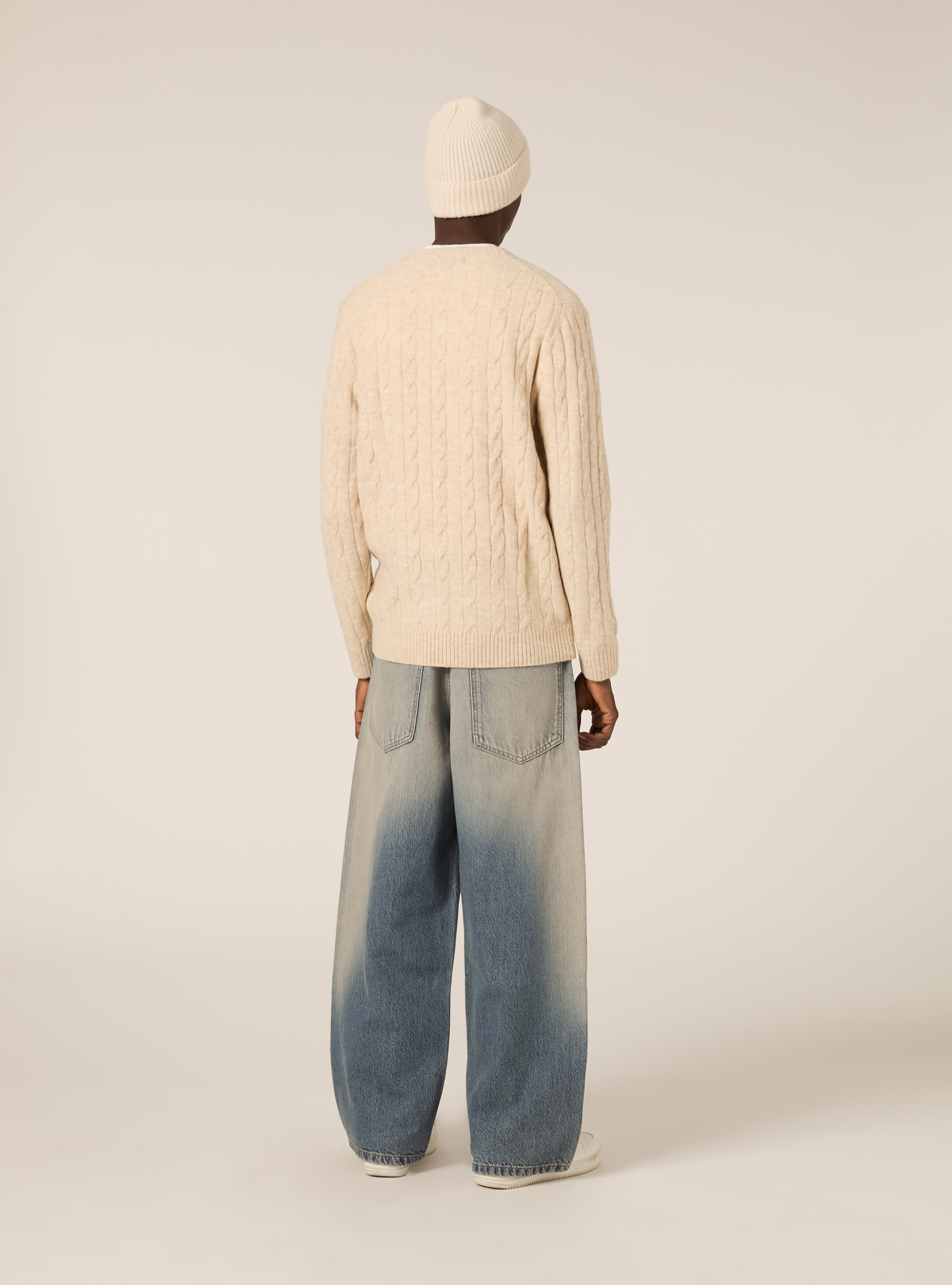 Maglione girocollo cable, MBG3 BEIGE MEL LIGHT