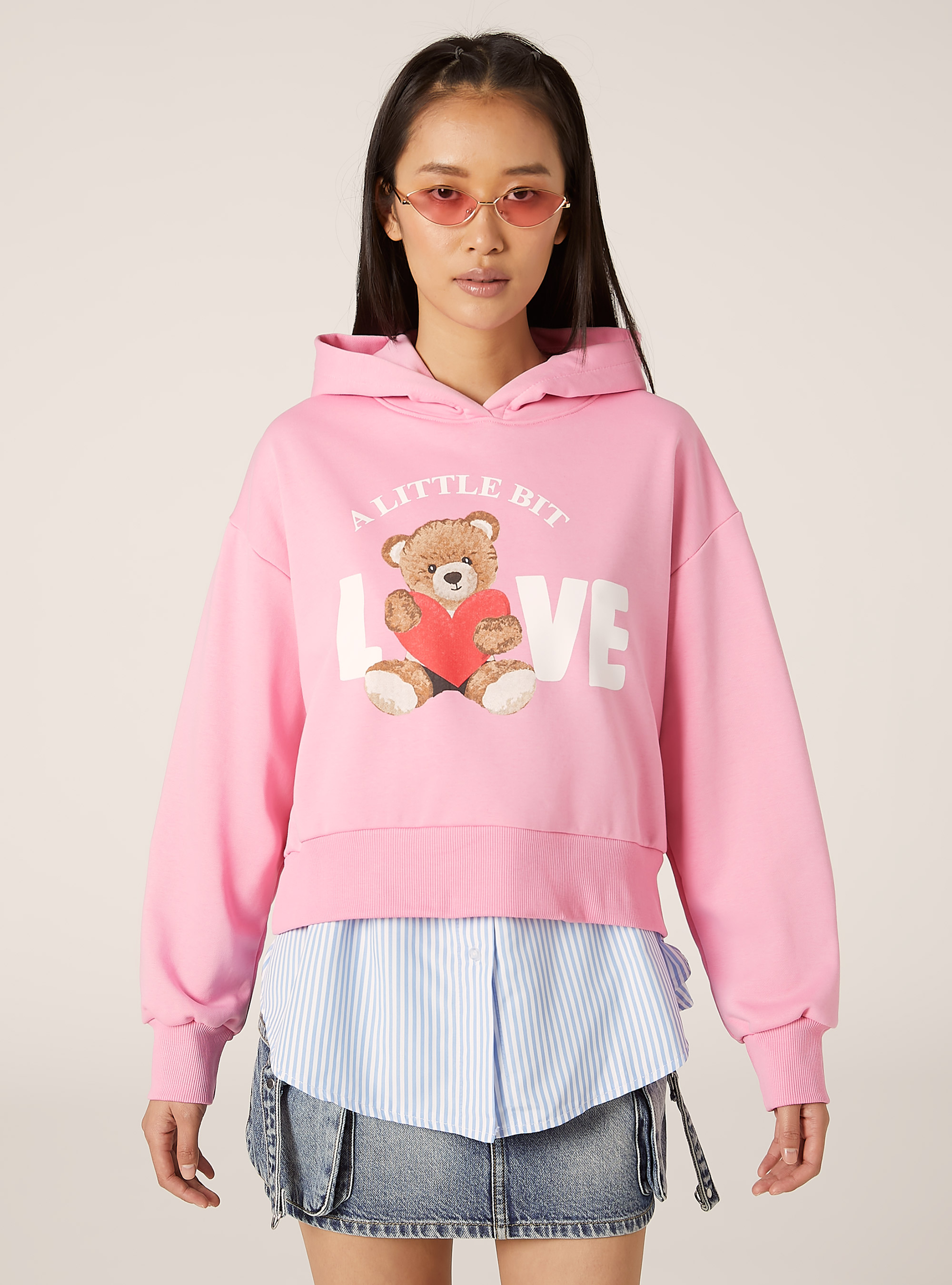 Sweatshirt court avec imprimé Teddy, PK2 PINK MEDIUM
