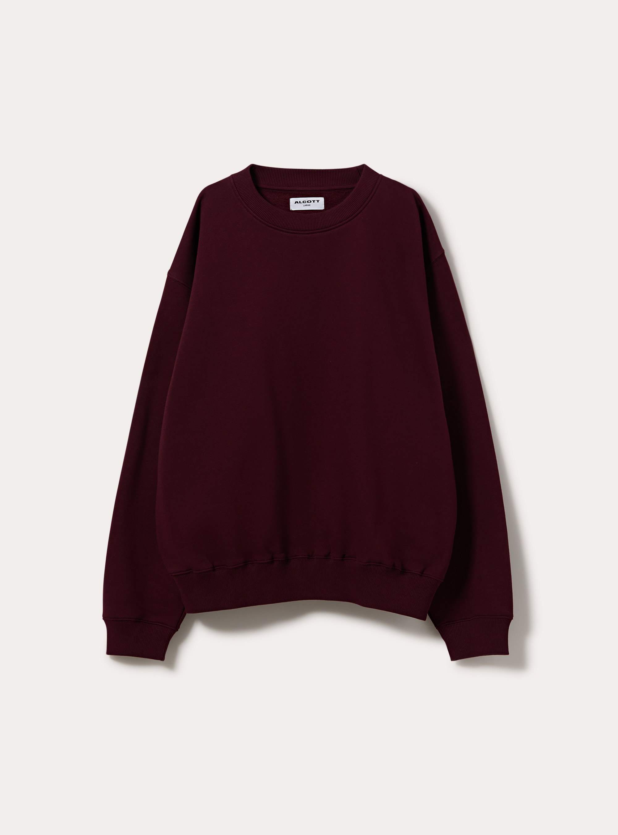 Felpa girocollo basica boxy fit, BO1 BORDEAUX DARK