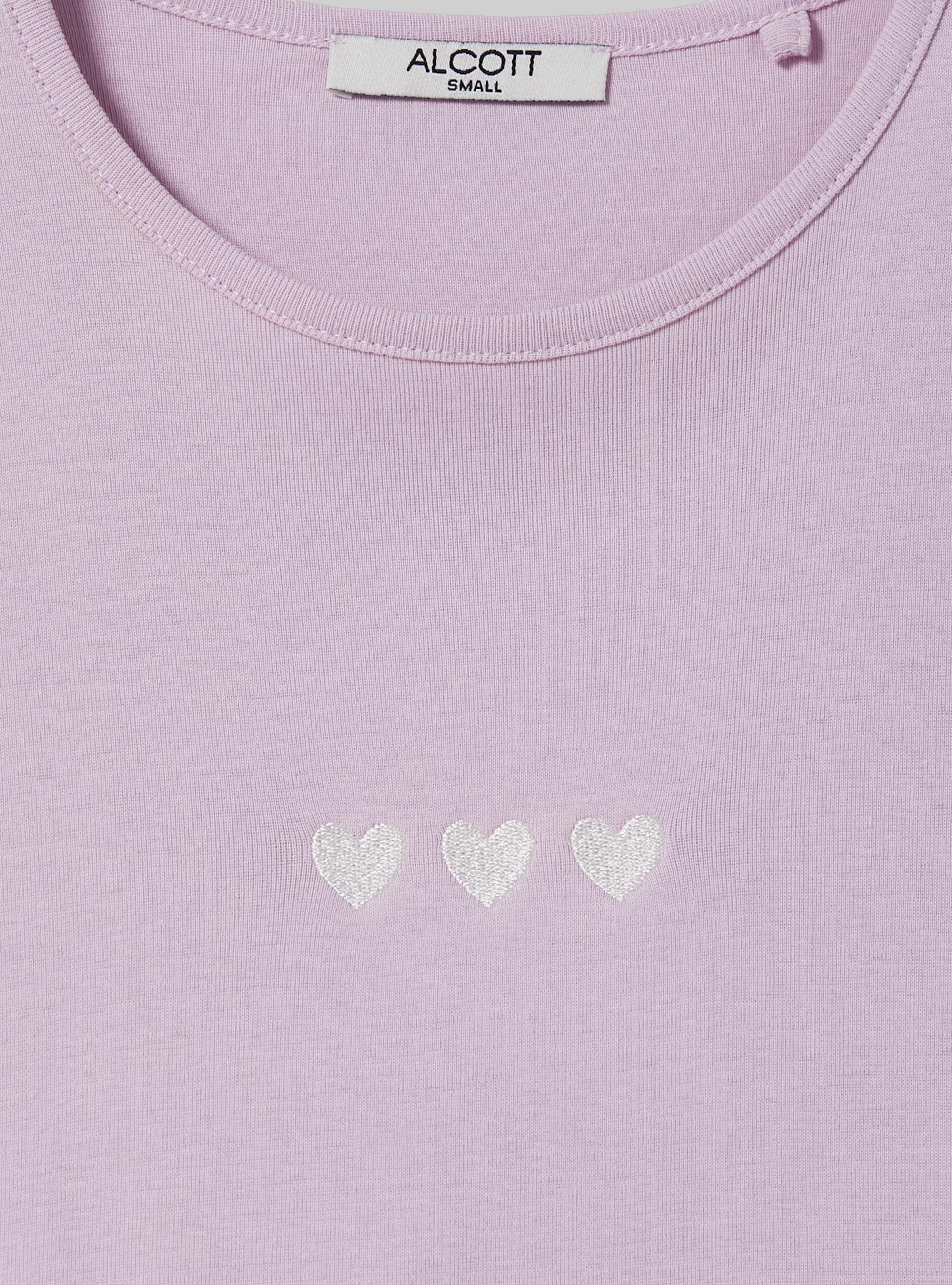 Cotton T-shirt with embroidery, C4546 LILLAC