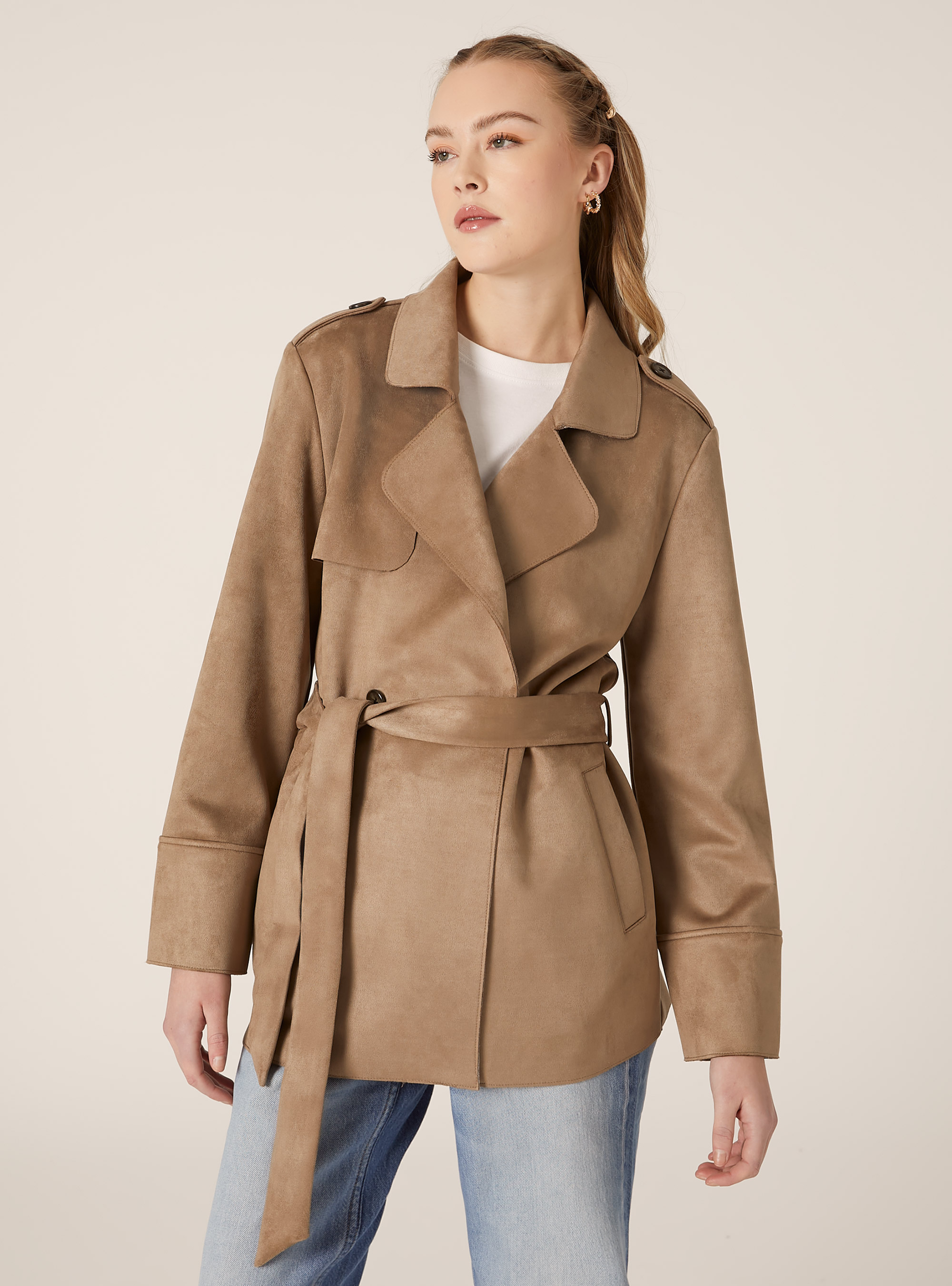 Trenchcoat in Wildlederoptik, BG2 BEIGE MEDIUM