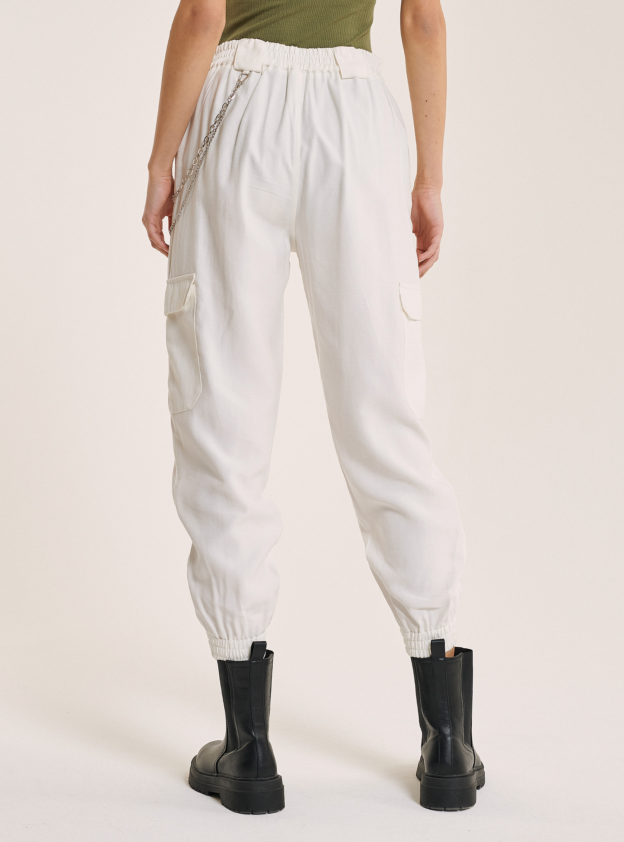 Comfort fit trousers with maxi pockets and chains, ICE