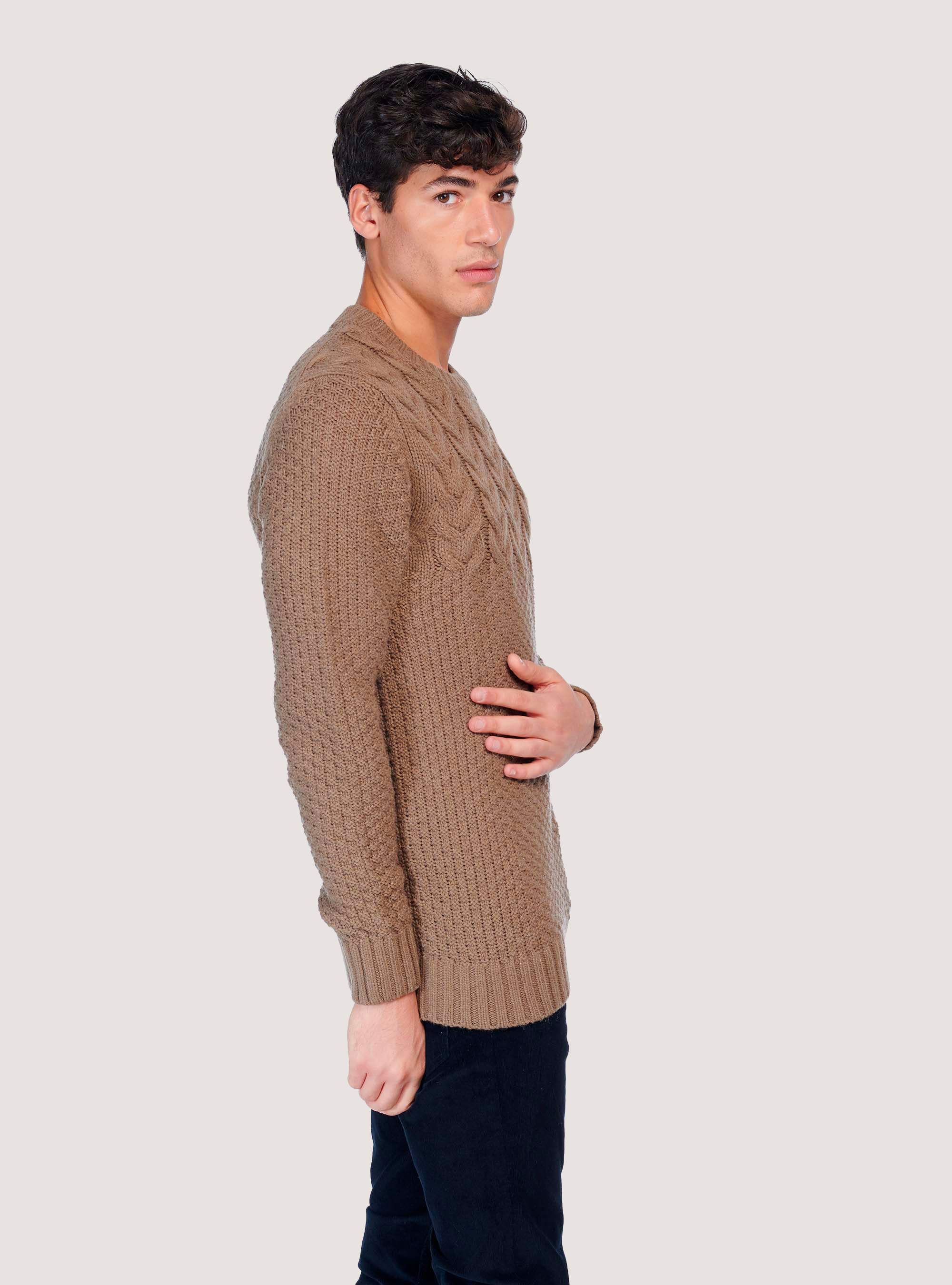 BRAIDED PULLOVER, CAMEL