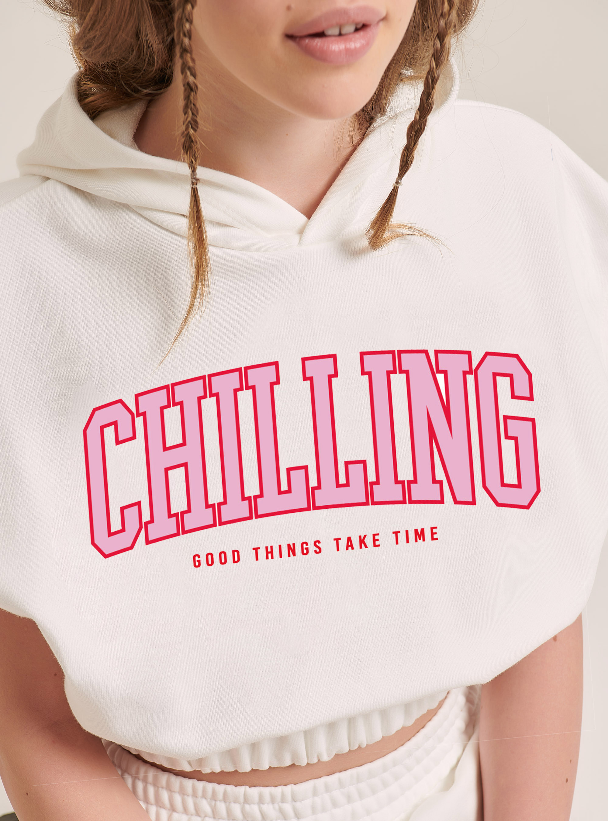 Sudadera sin mangas con capucha, C0020 OFF WHITE