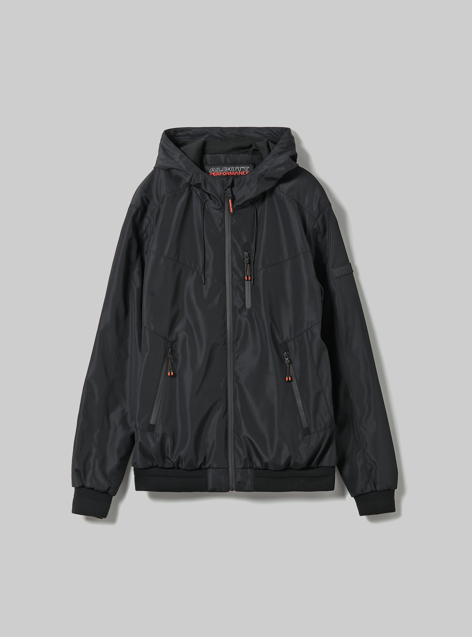 Windproof hooded bomber jacket, BK1 BLACK