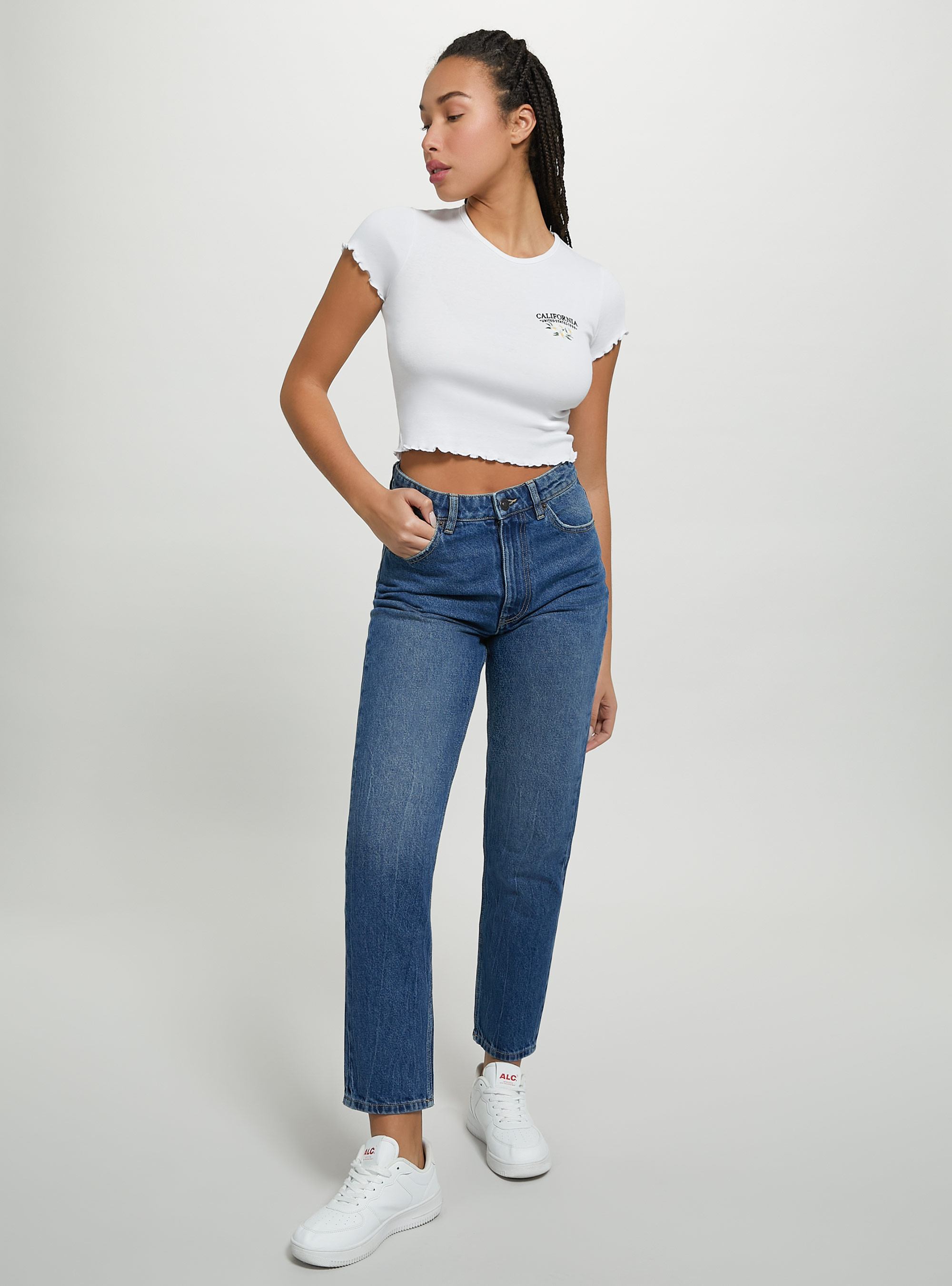 Cotton T-shirt with embroidery, WHITE