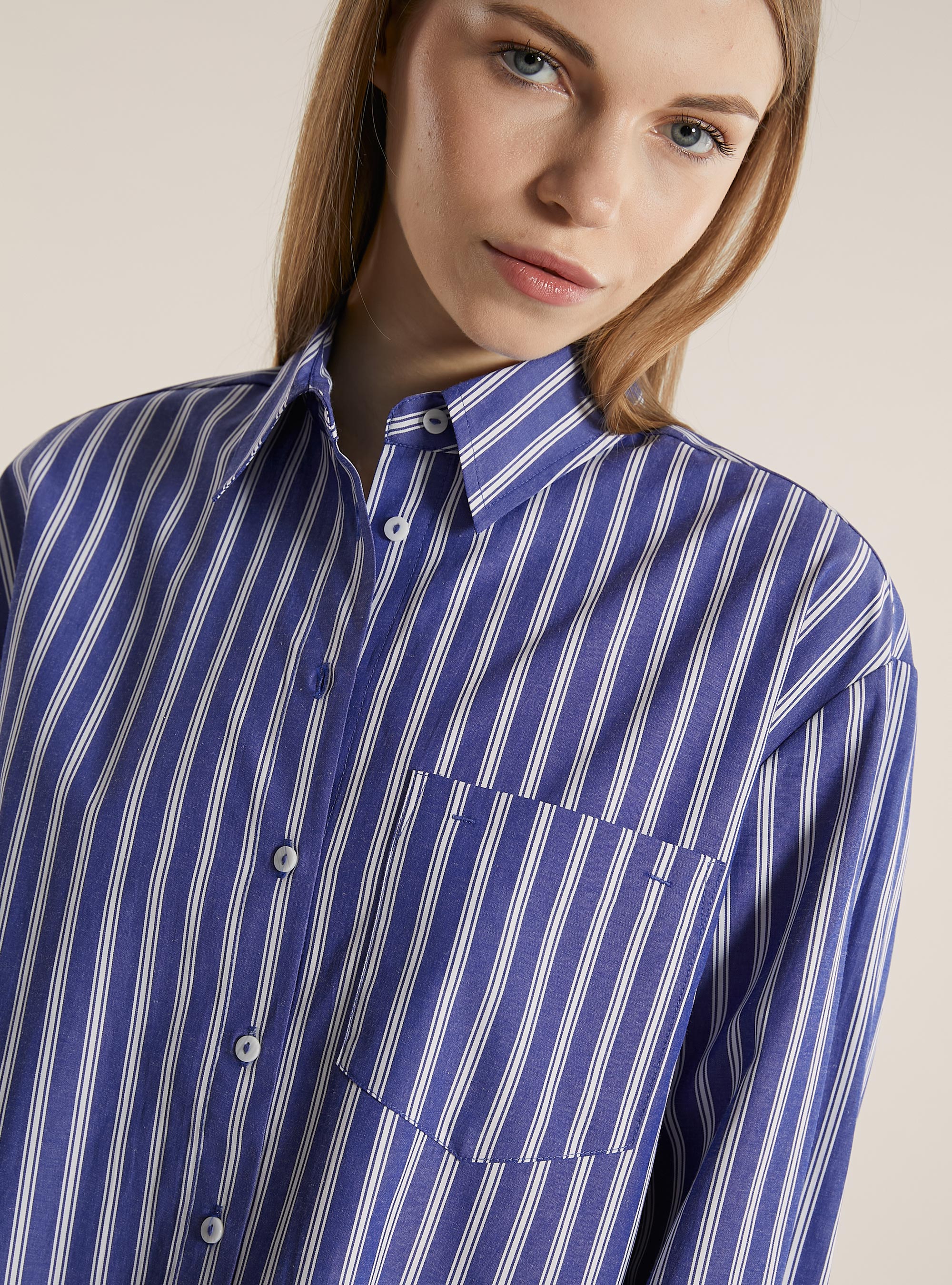 【保証書付】 shirt poplin striped Oversize | and Shirts Women's | Alcott トップス