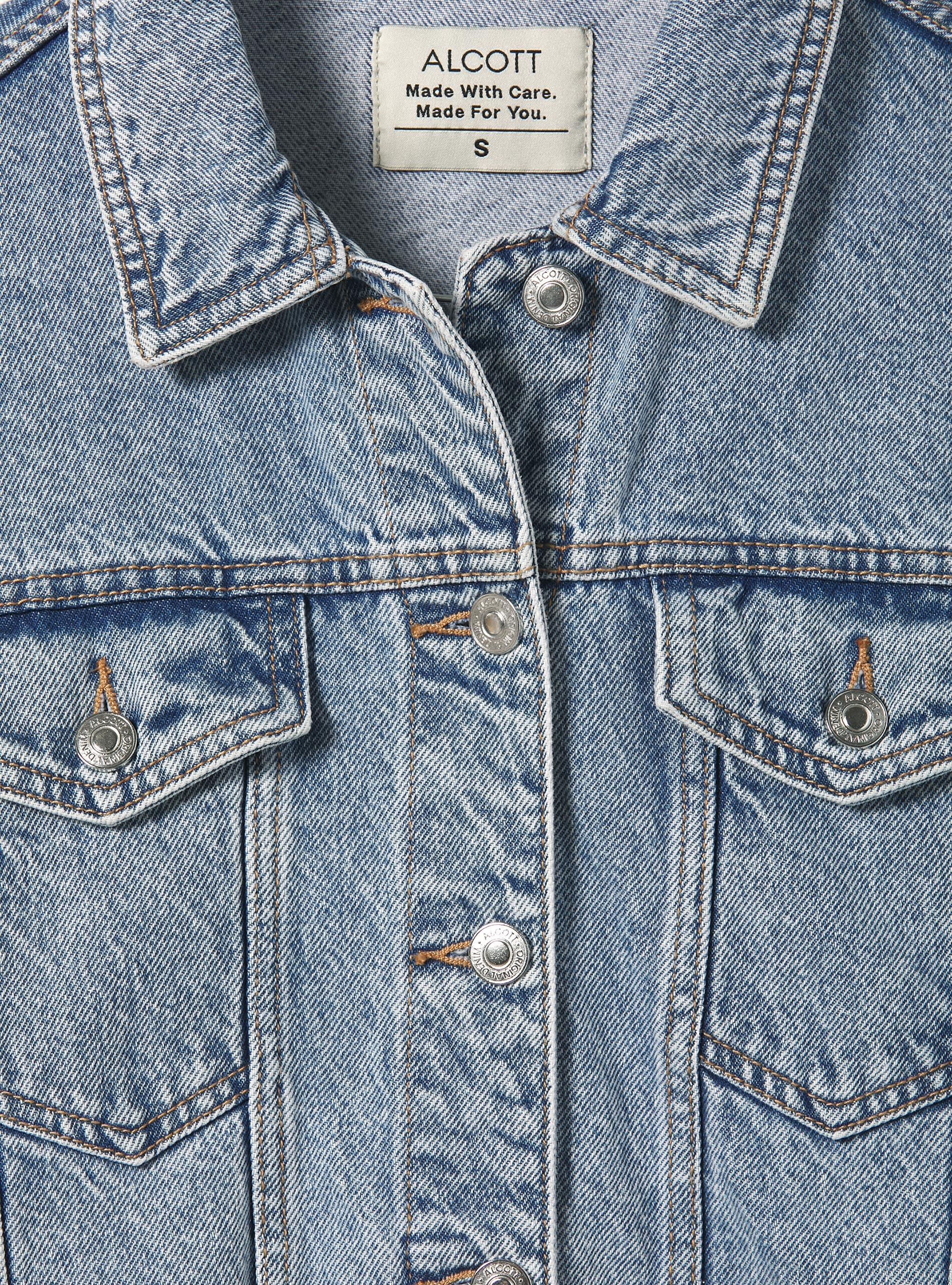 Giubbotto denim con elastico in vita, D006 AZURE