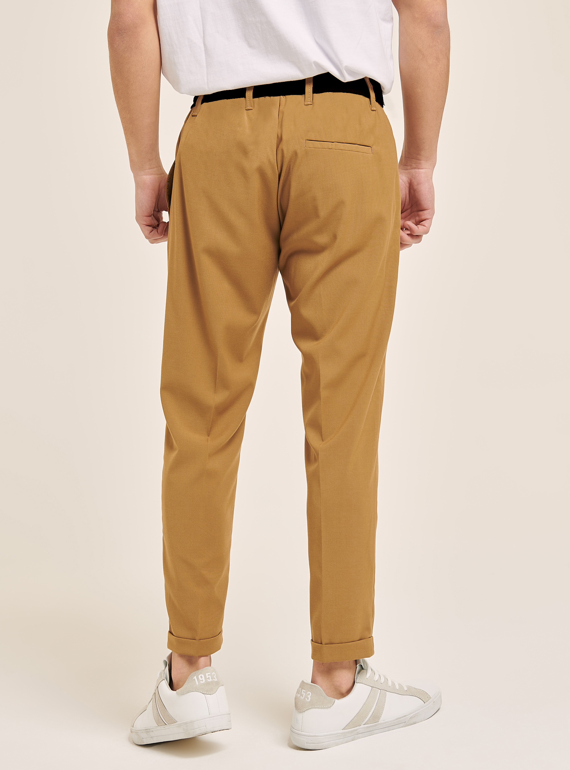 Trousers with elasticated waist at back, BG2 MEDIUM BEIGE